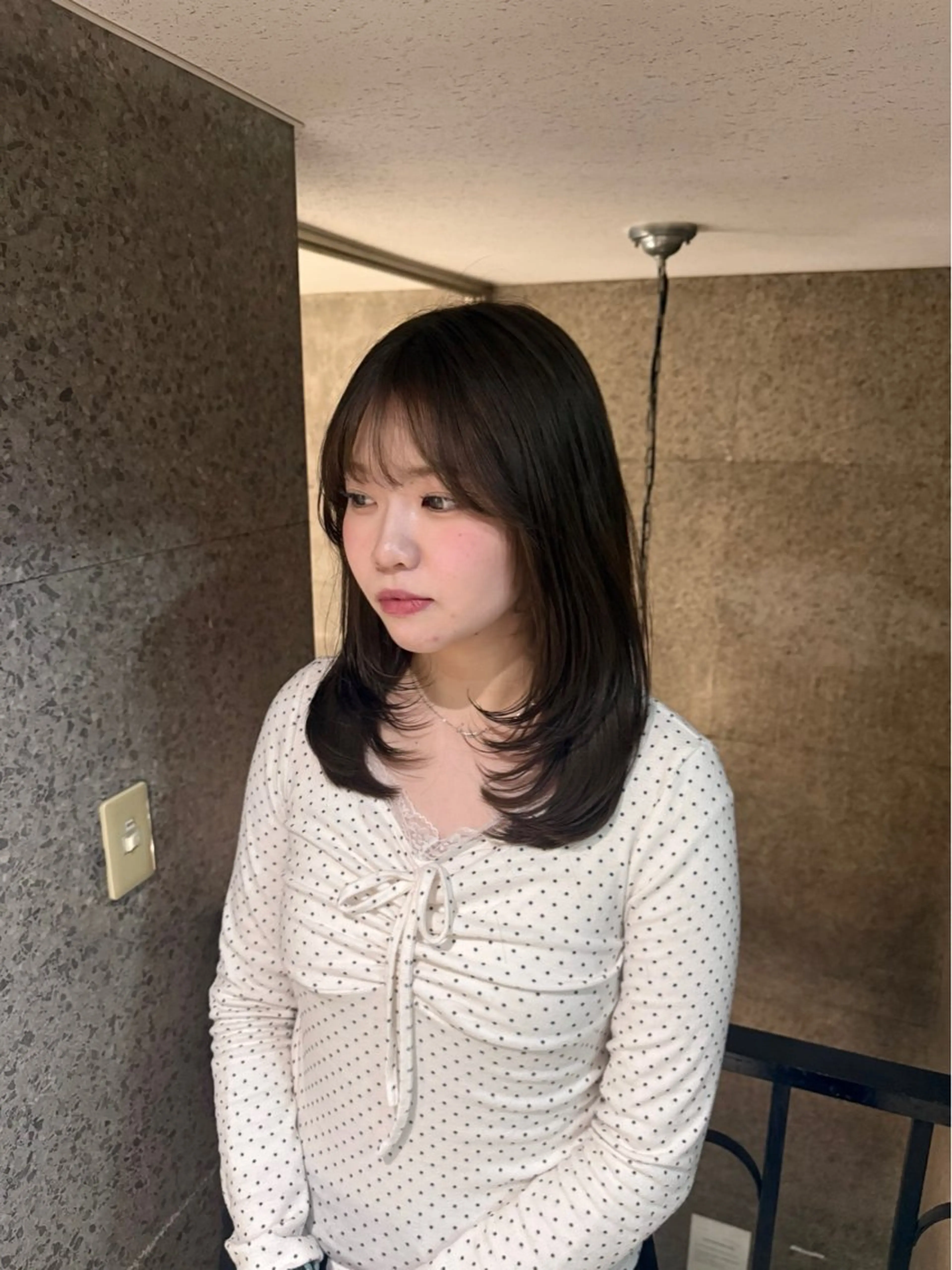 セミロング レイヤーカット カット ヘアカラー トリートメント ミカ/名駅/レイヤー /ブリーチなしカラーのヘアスタイル