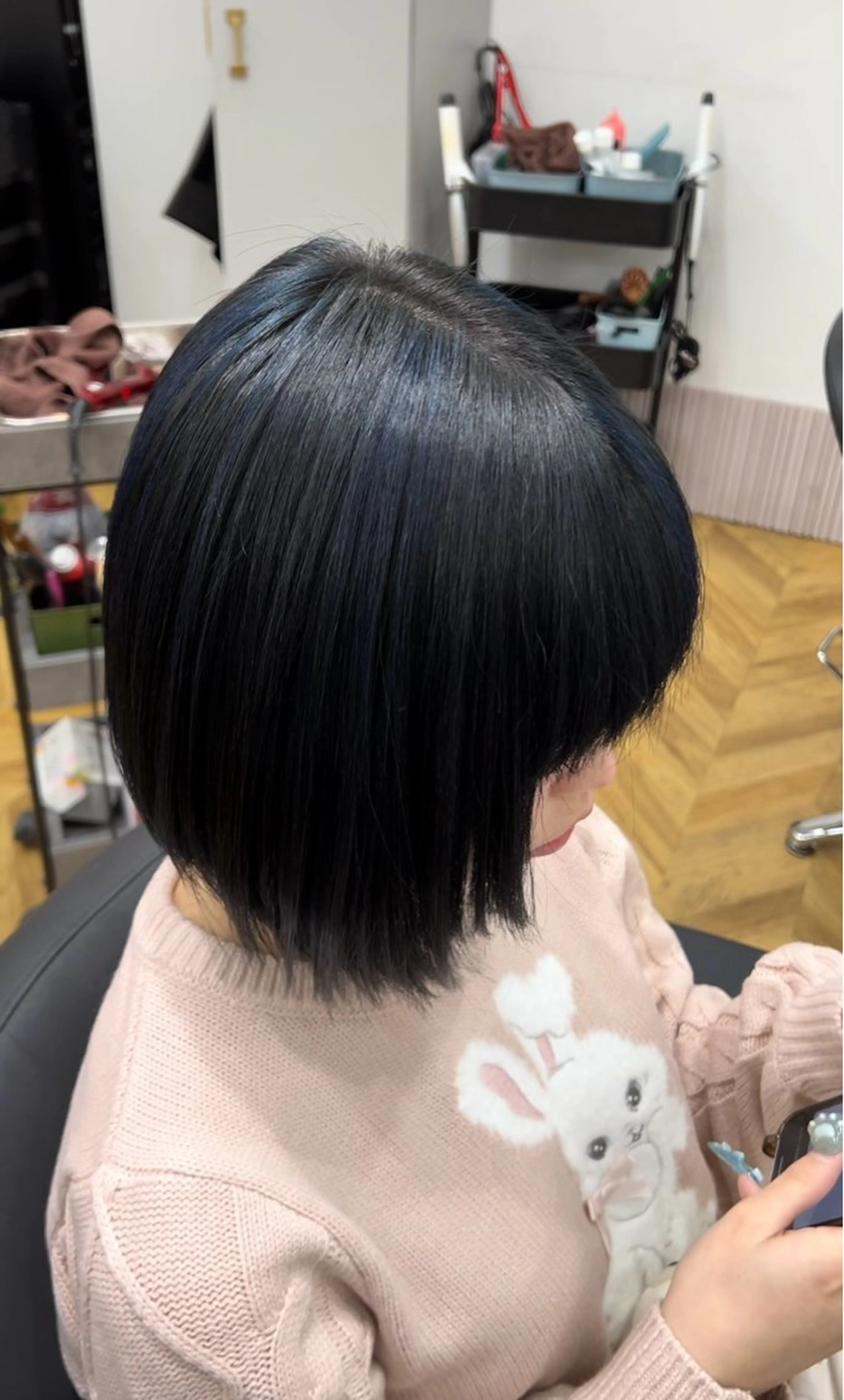 ショート カラー ヘアアレンジ 黒髪 ブルーカラー ハイライトカラー ボブ ハイライト ヘアカラー トリートメント ✨カチモリ✨レイヤー 韓国ヘア🇰🇷ゆいのヘアスタイル