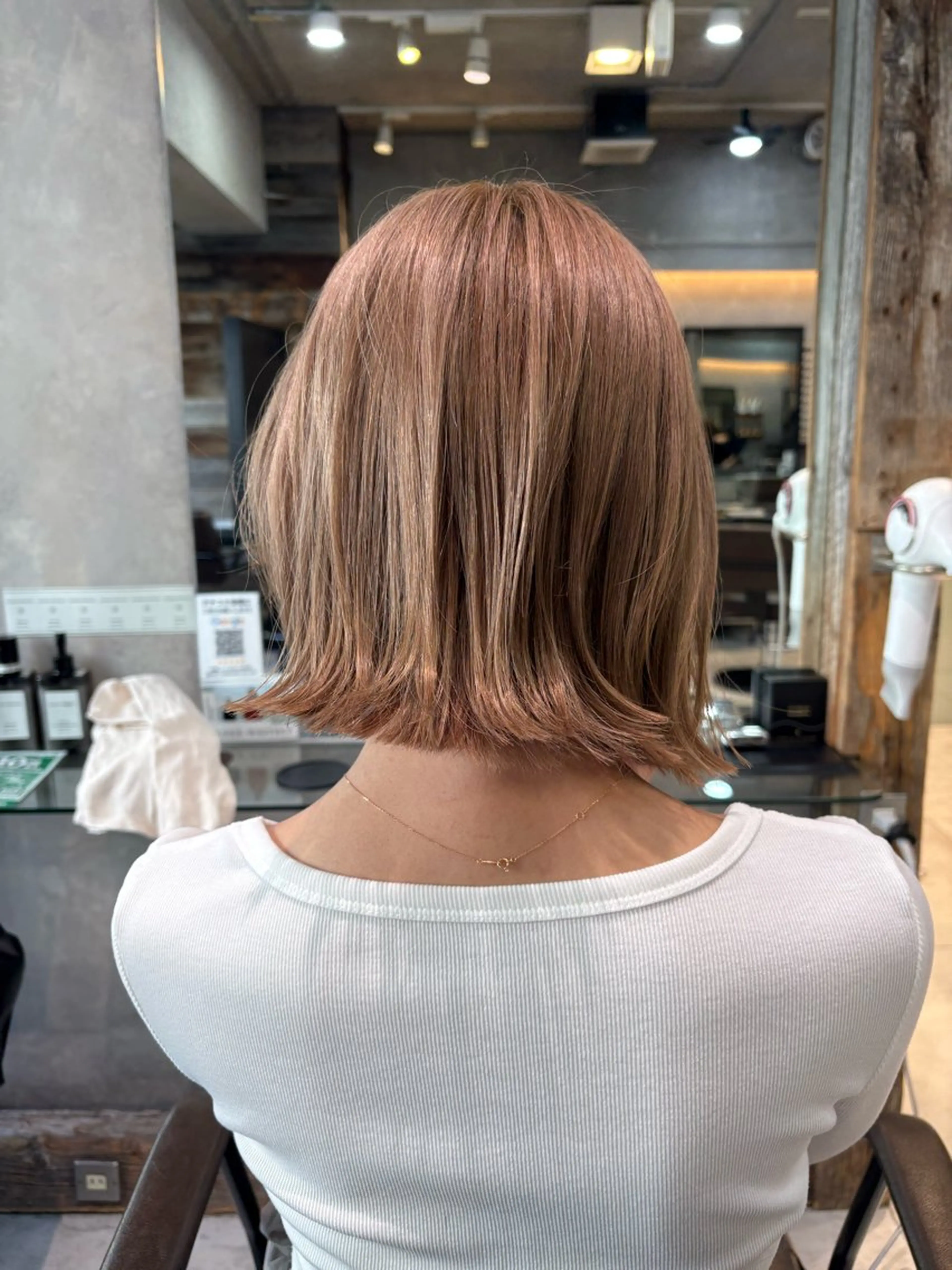 🈹 色落ちまで可愛い🤎ベージュ系ダブルカラー1ブリーチ／ボブ・ショート・鎖骨までOK！の写真