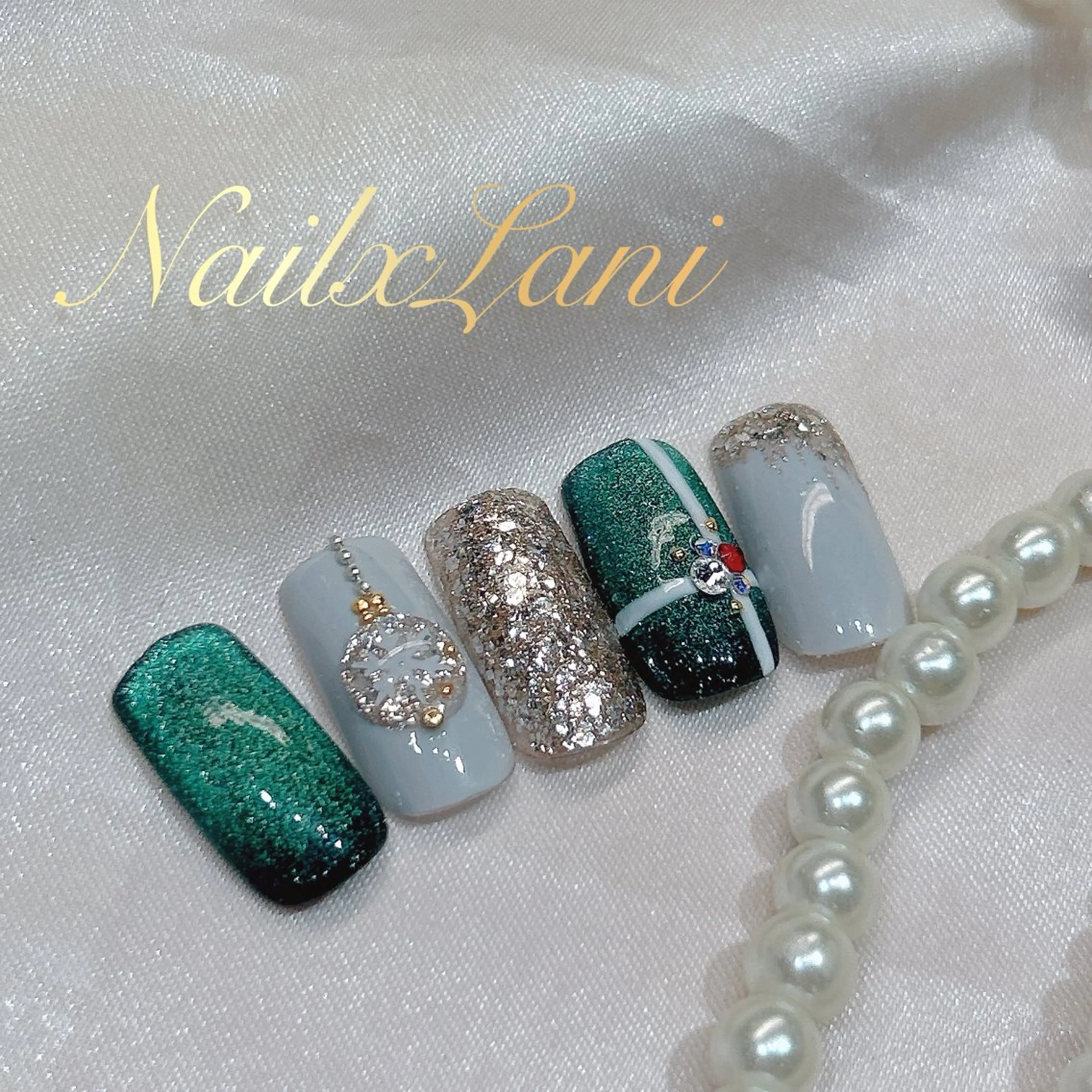 ネイル フットネイル ジェルネイル マグネットネイル パラジェル 冬ネイル Nail×Lani 深爪矯正対応◎のネイルデザイン