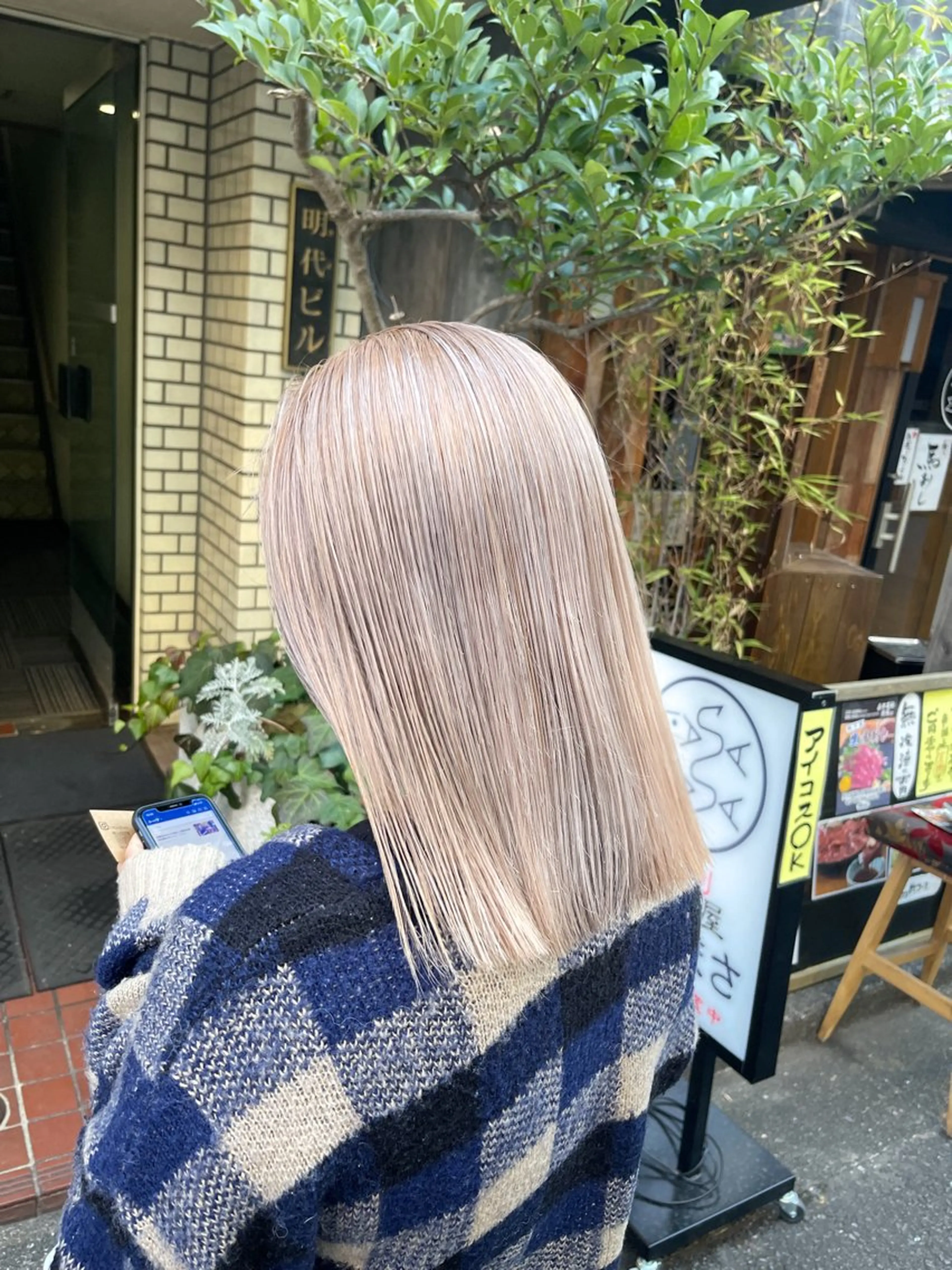 ミディアム ヘアカラー トリートメント LUCCI所属・udaハイトーン /ボブ/レイヤーのヘアスタイル