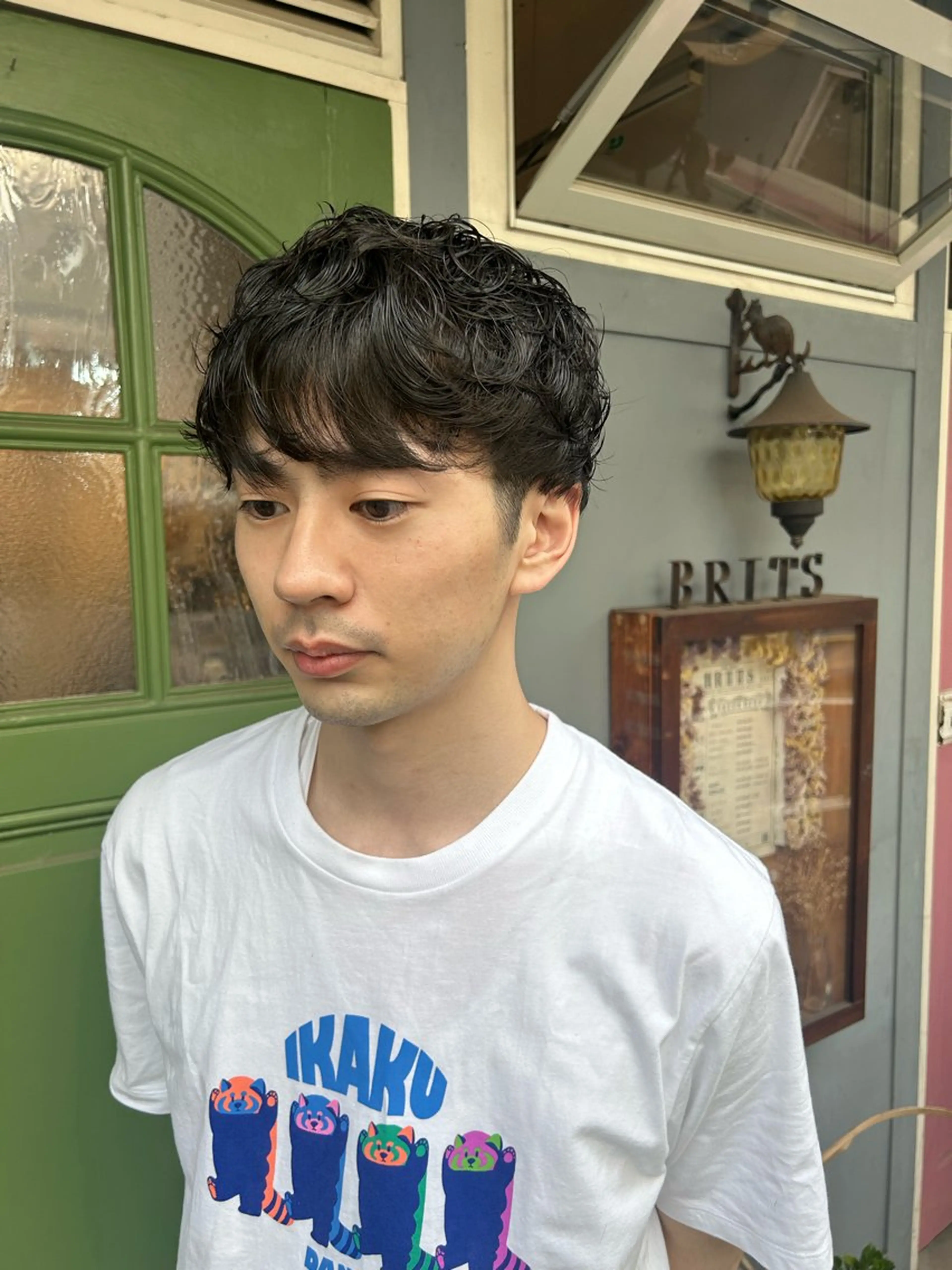 ショート パーマ メンズ カット パーマ 清水千優/パーマ/透 明感カラー/メンズのヘアスタイル