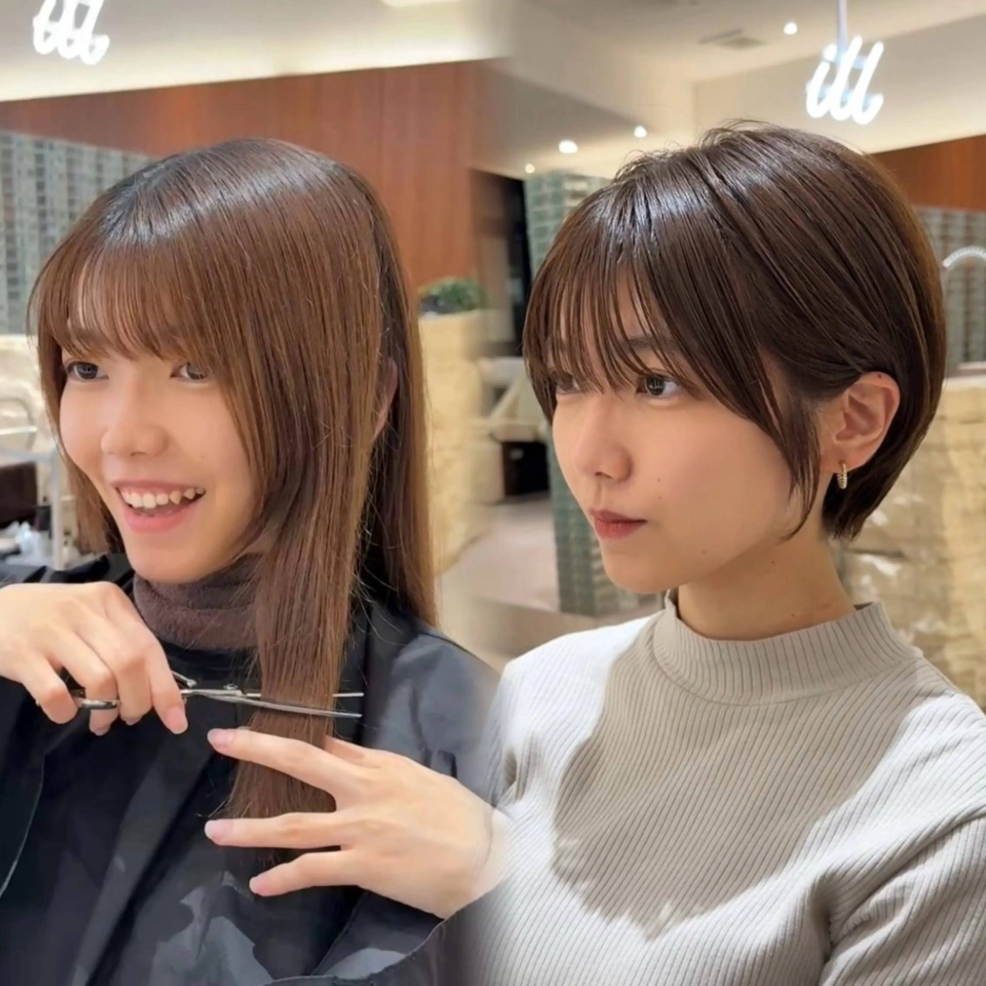 ショート カラー 切りっぱなしボブ ショートボブ ボブレイヤー 透明感カラー ボブ カット ヘアカラー トリートメント 渋谷ボブ/レイヤー ボブ田中航平のヘアスタイル