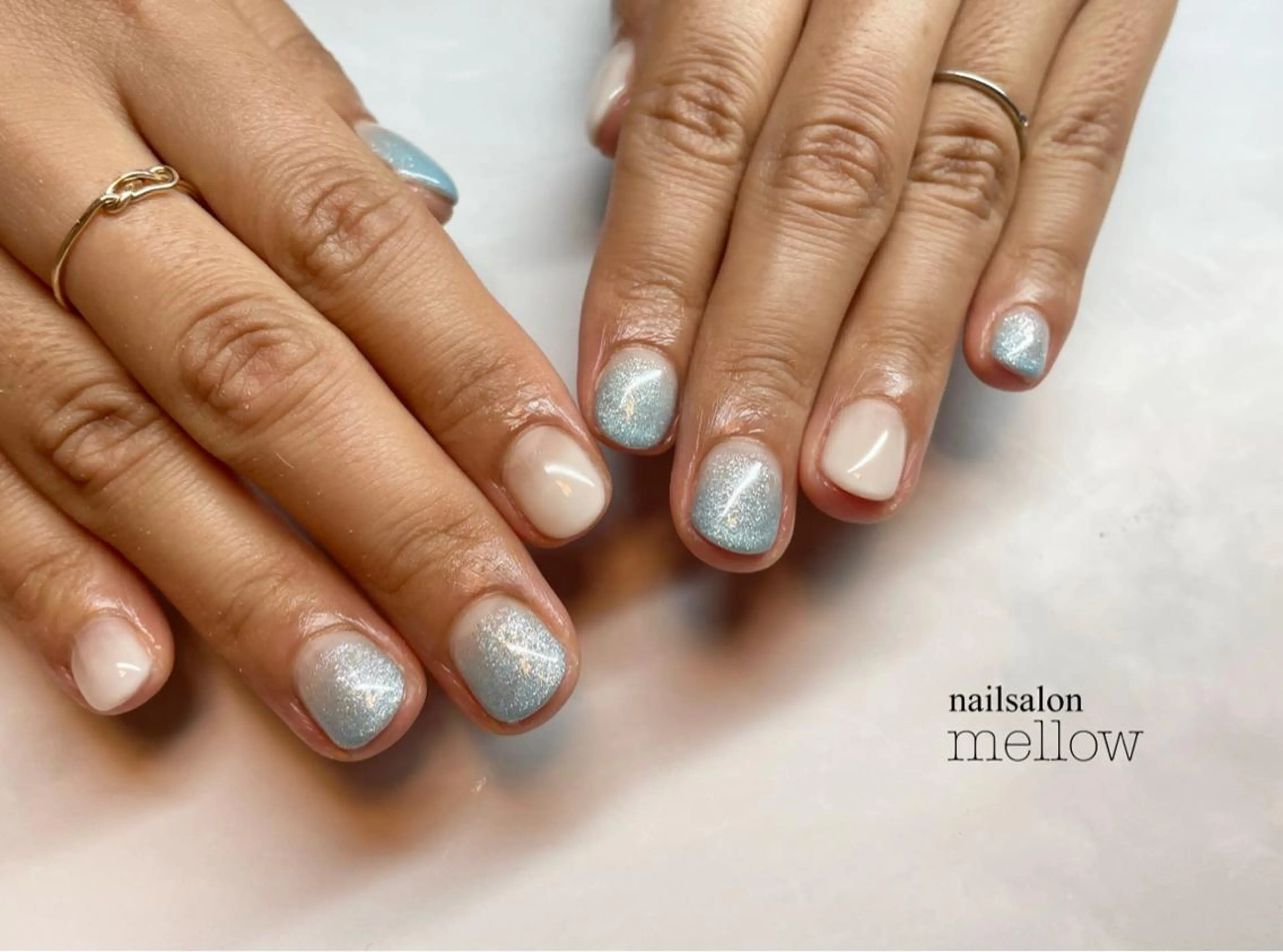 ネイル グラデーション ラメ(グリッター) 水色 大山 浩美のネイルデザイン