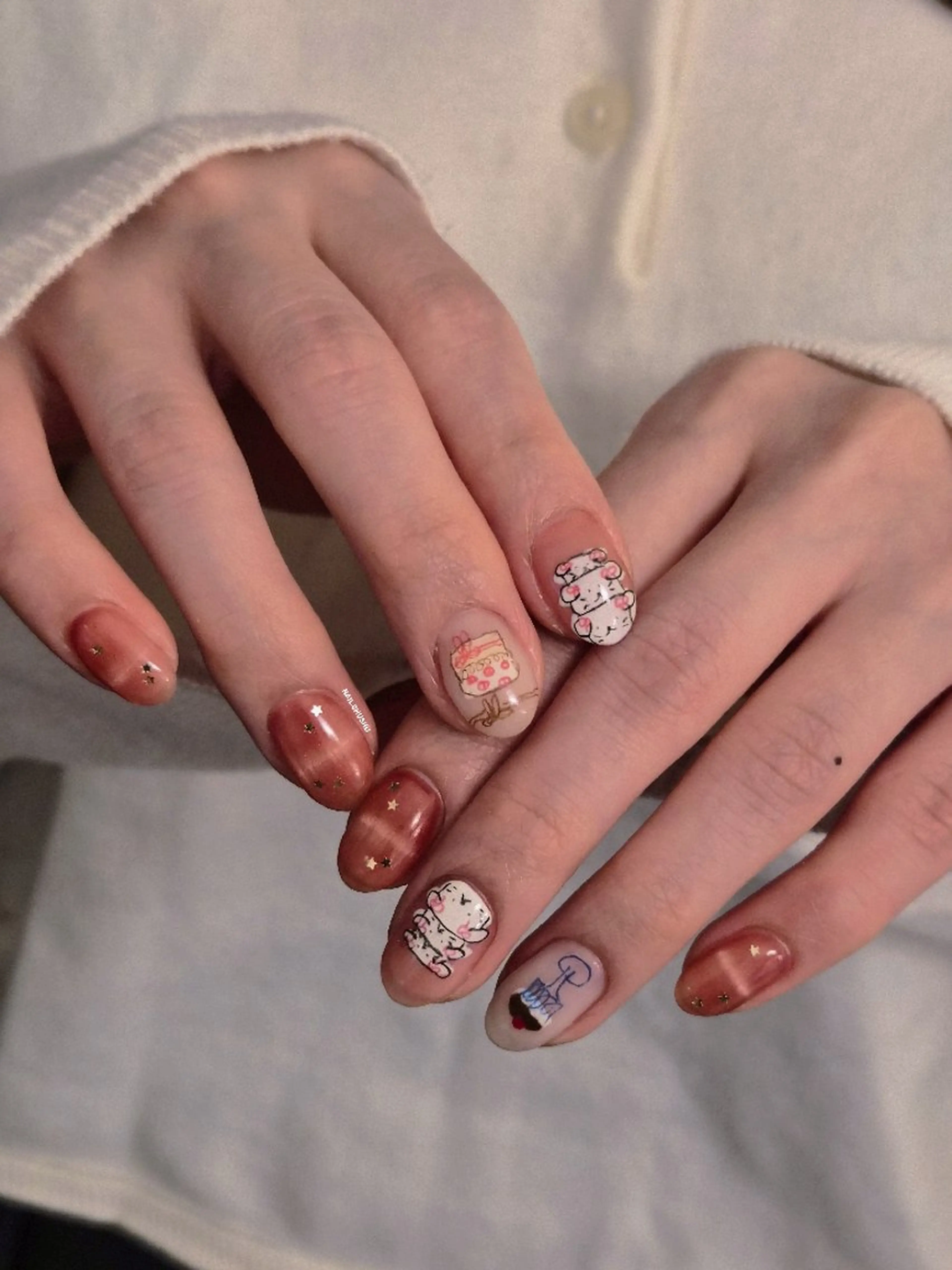 ネイル ハンドネイル 3dパーツ/流行り 👧shushu❤️のネイルデザイン