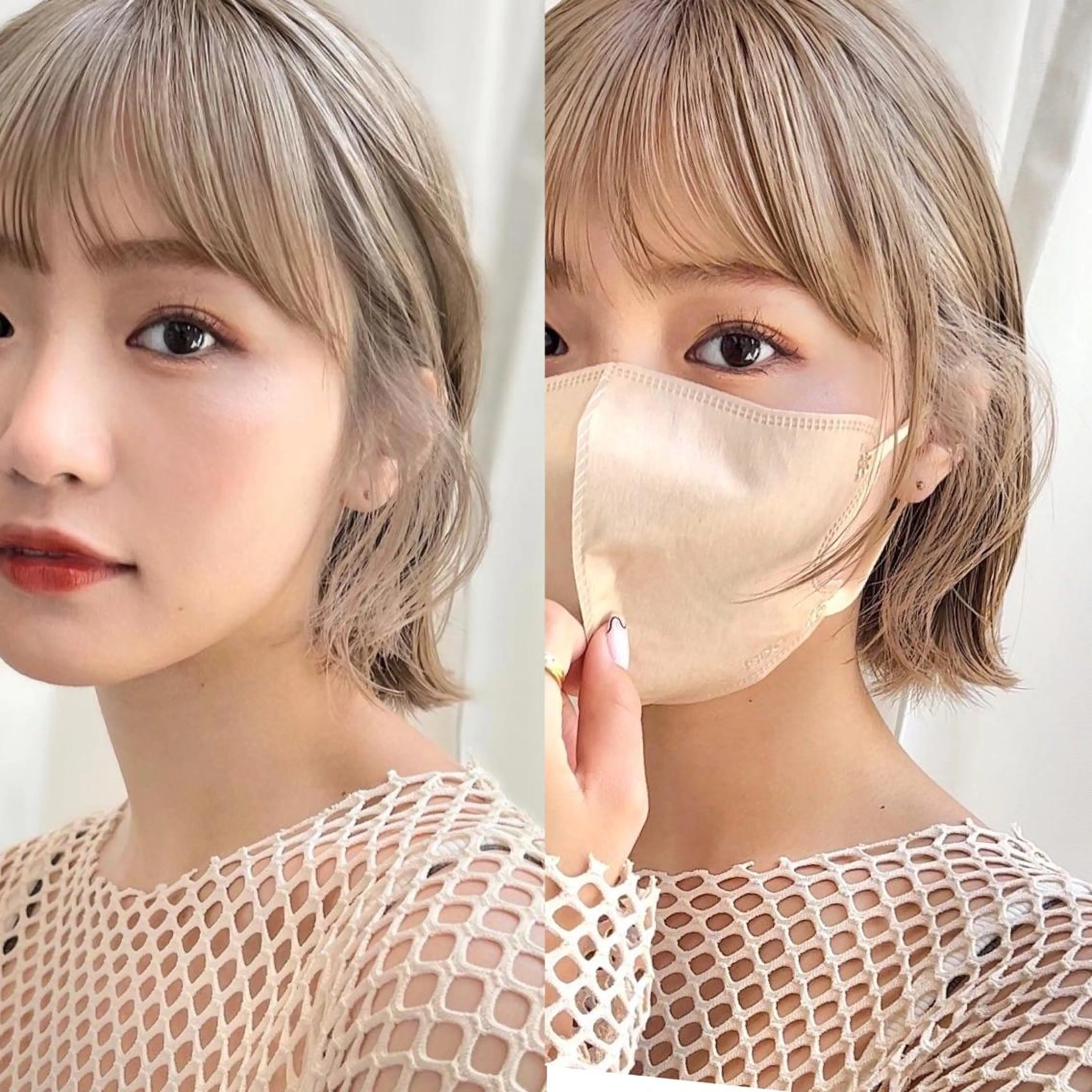 ミディアム カラー ベージュカラー 透明感カラー グレージュ ボブ カット ヘアカラー トリートメント レイヤー専門家 ダブルカラー修のヘアスタイル