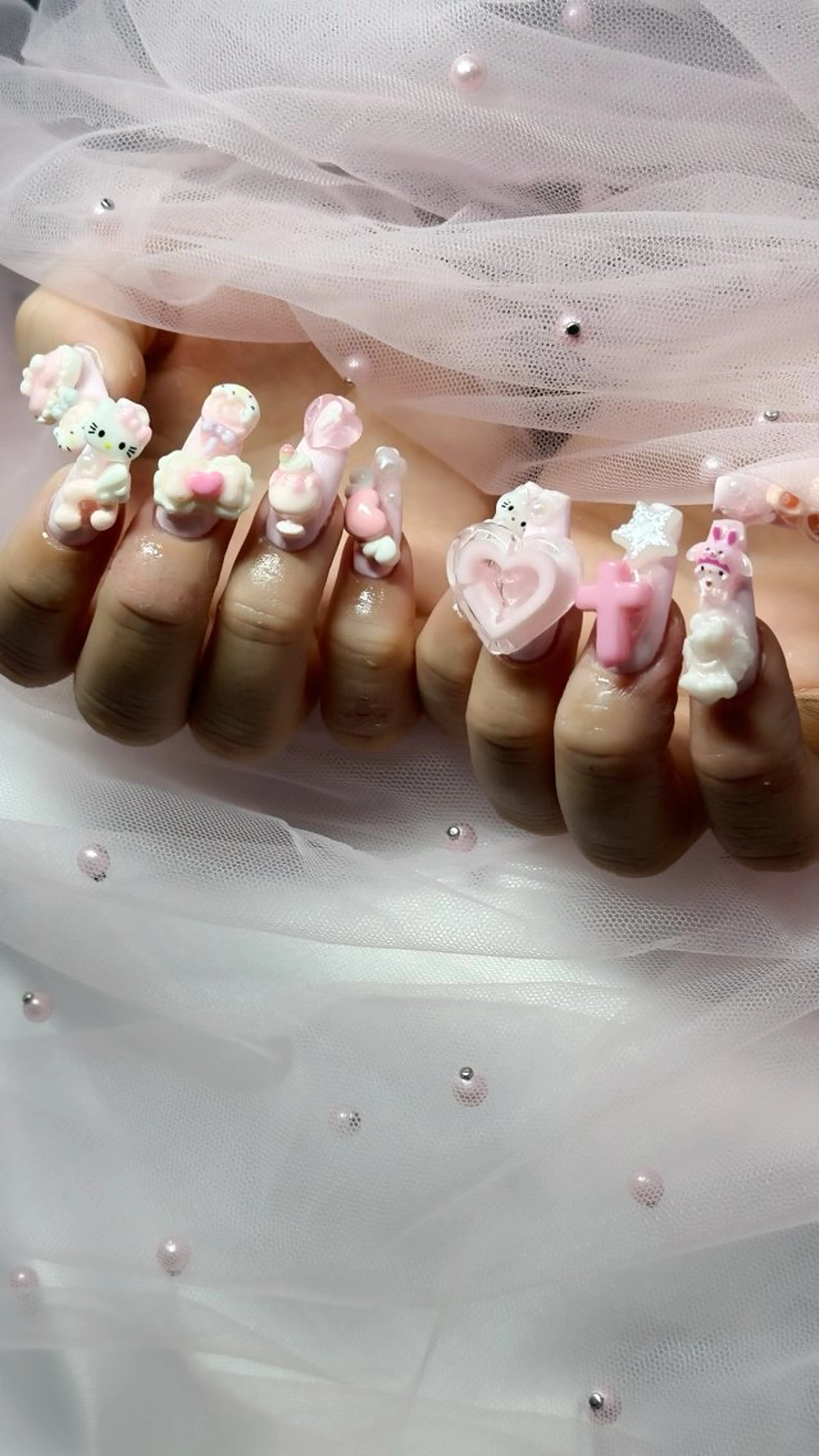 ネイル 長さ出し フレンチネイル 韓国ネイル レース マグネットネイル ハンドネイル nami ナミのネイルデザイン