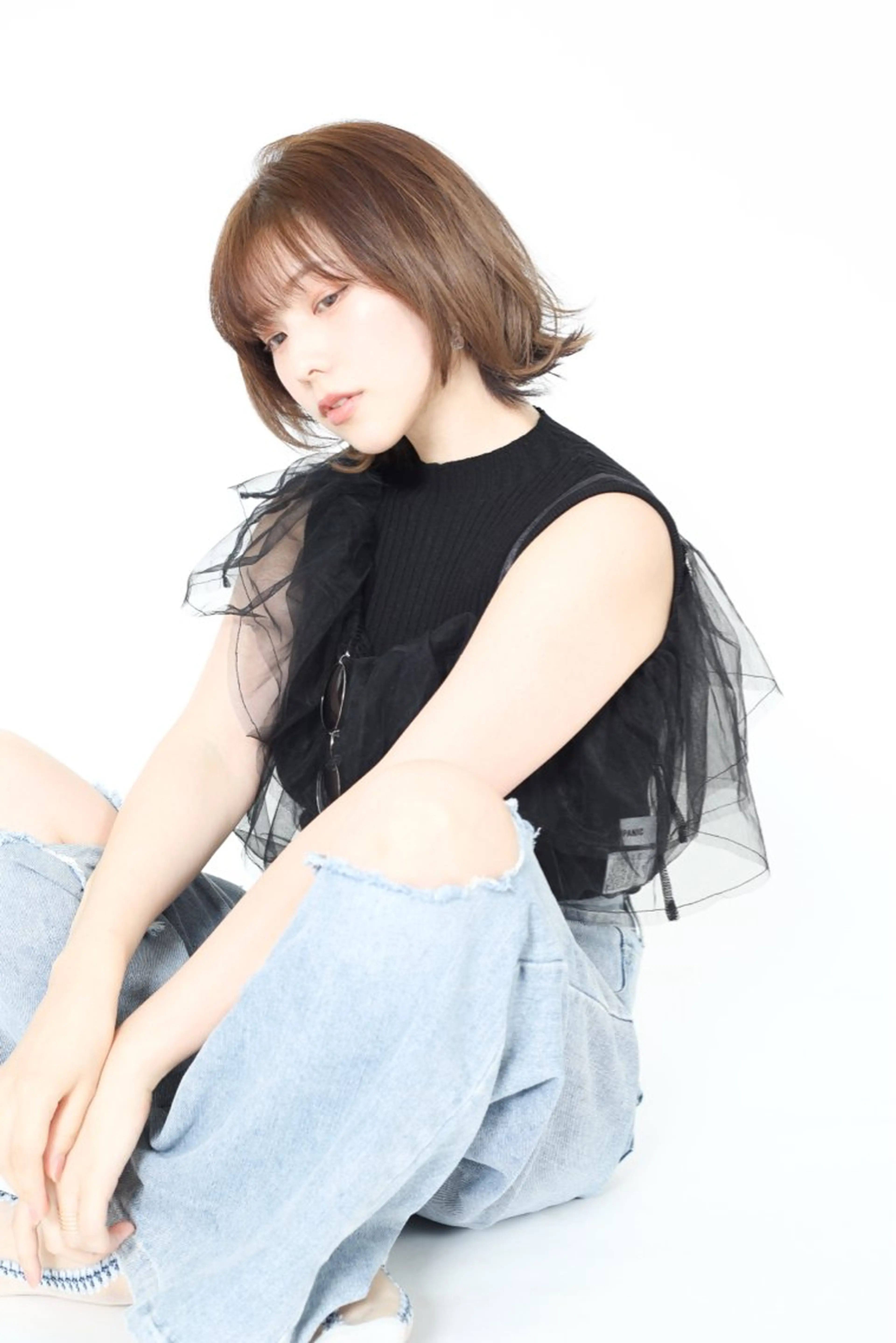 ミディアム カット ヘアカラー トリートメント 石沢 知康のヘアスタイル