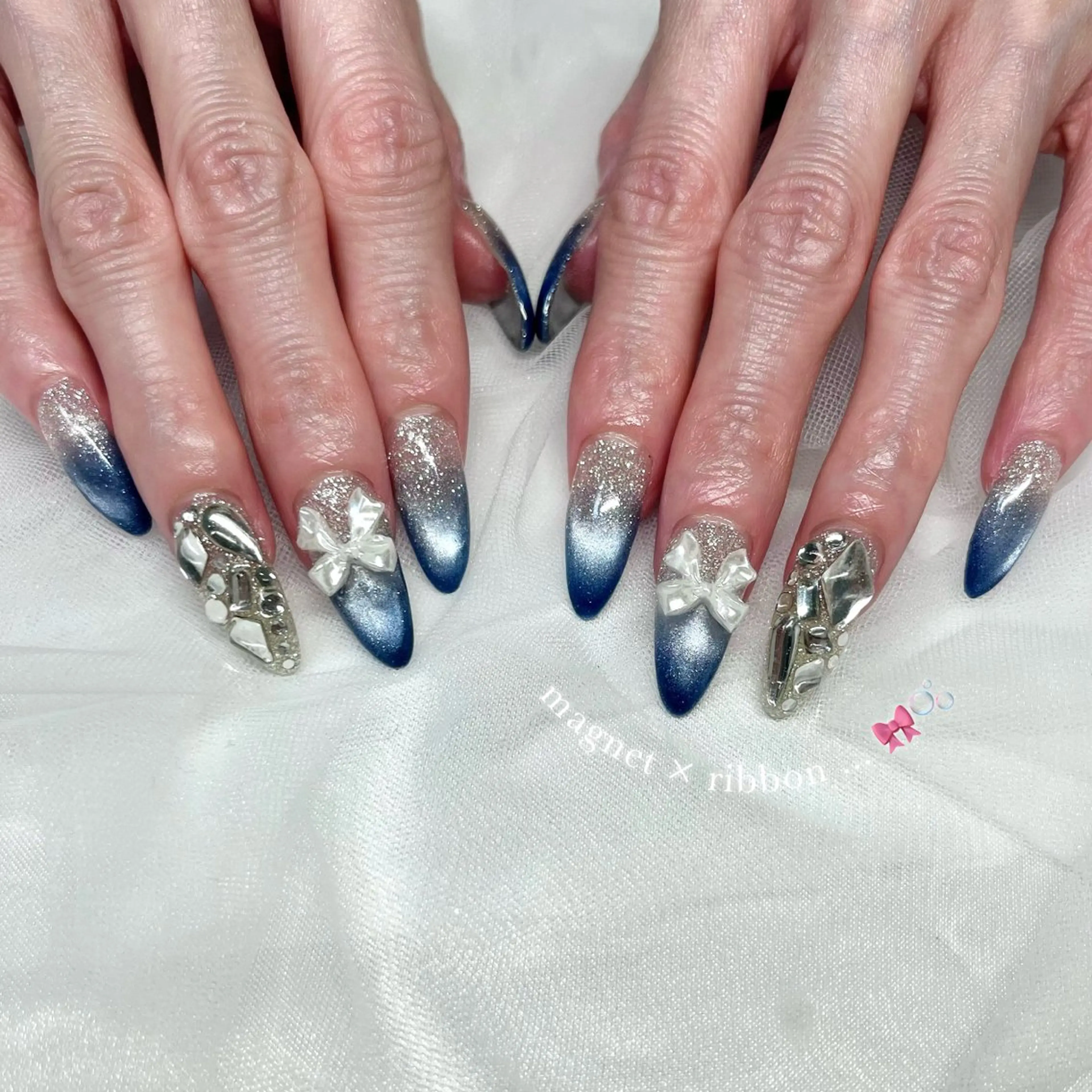 ネイル 長さ出し フラッシュネイル ジェルネイル マグネットネイル 持ち込み ハンドネイル 🌷Gemini nami🌷のネイルデザイン