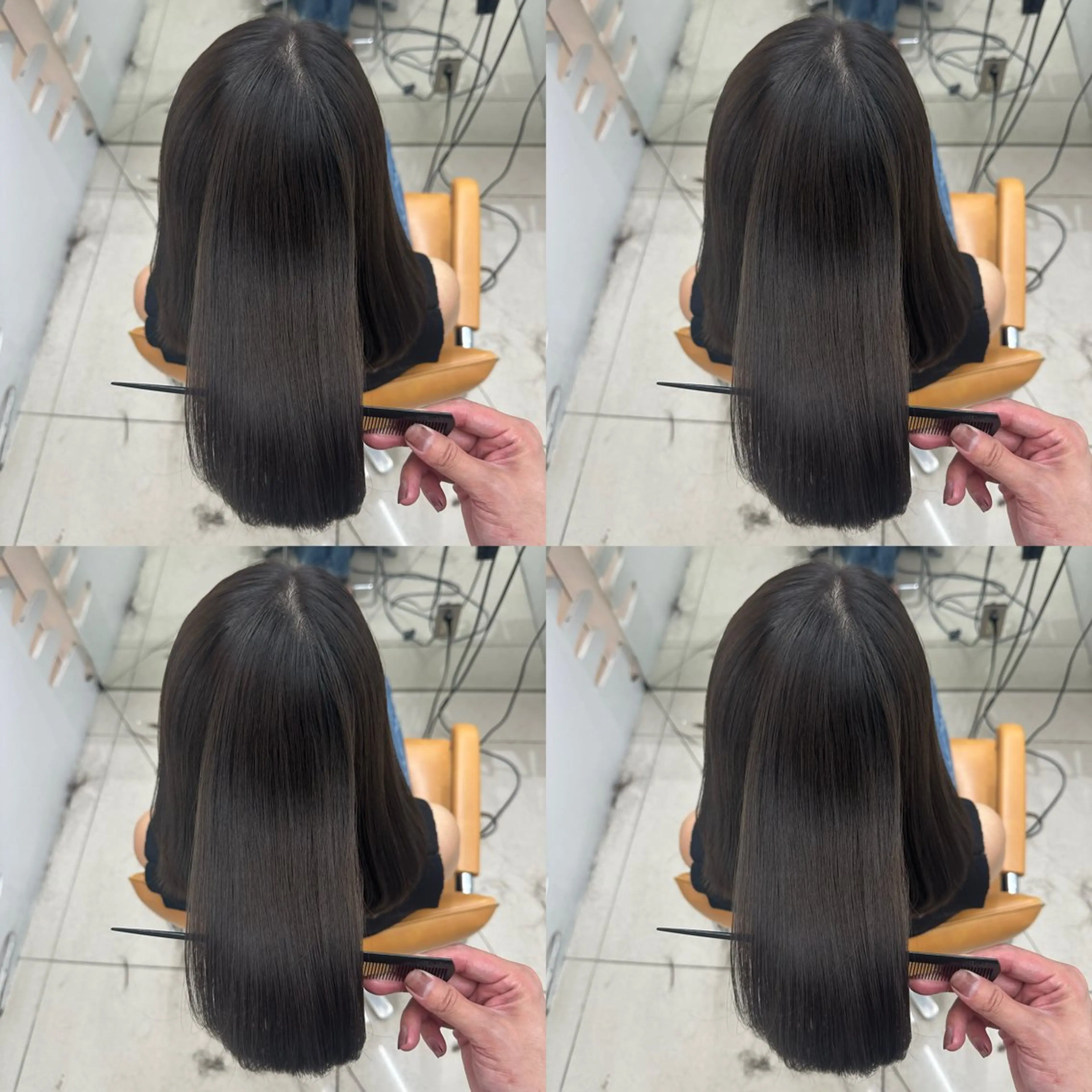 ミディアム カラー カット ヘアカラー 髪質改善× ハイライト溝江のヘアスタイル