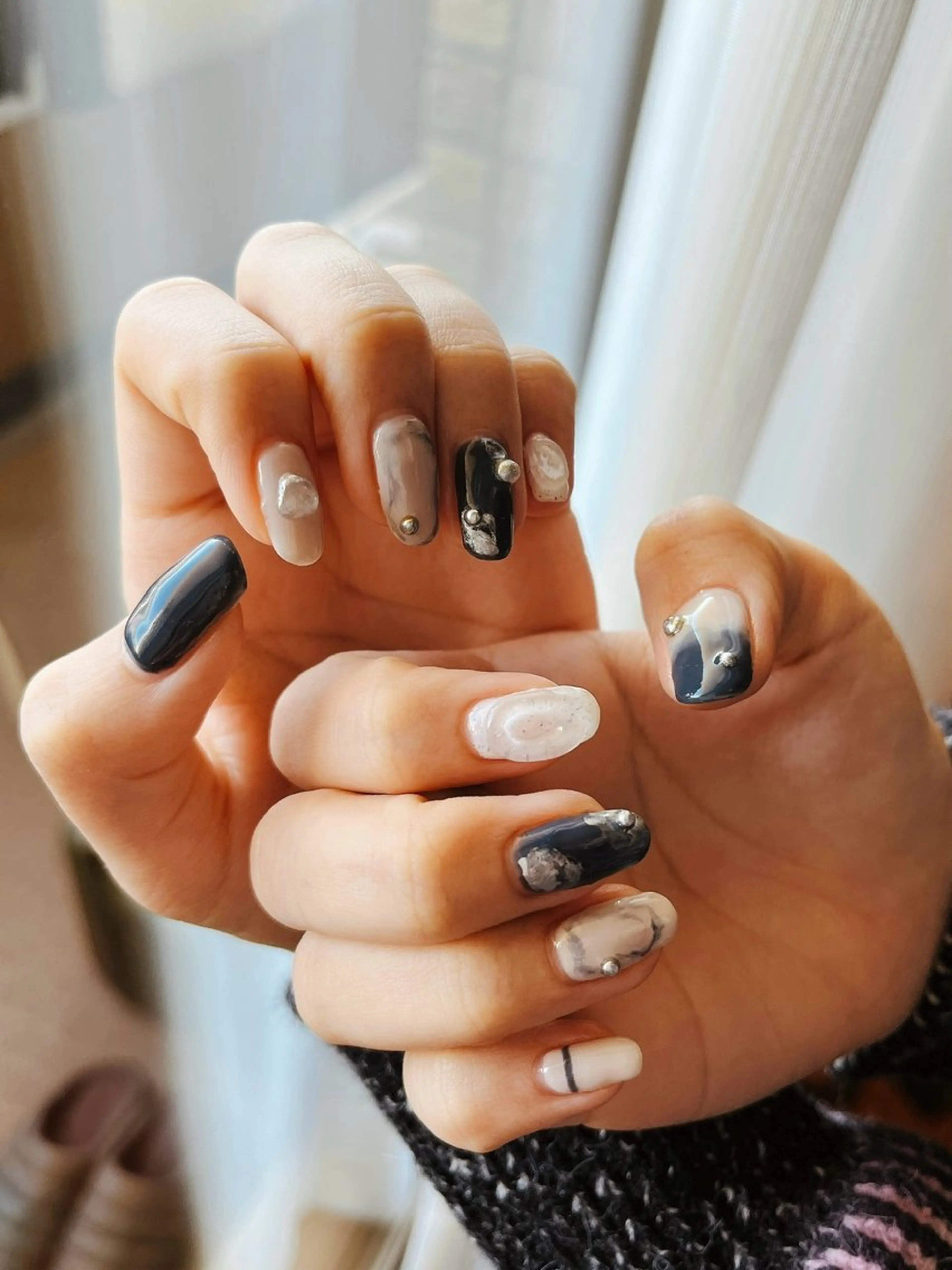 ネイル アートネイル 持ち込み ネイビー atelier mofのネイルデザイン