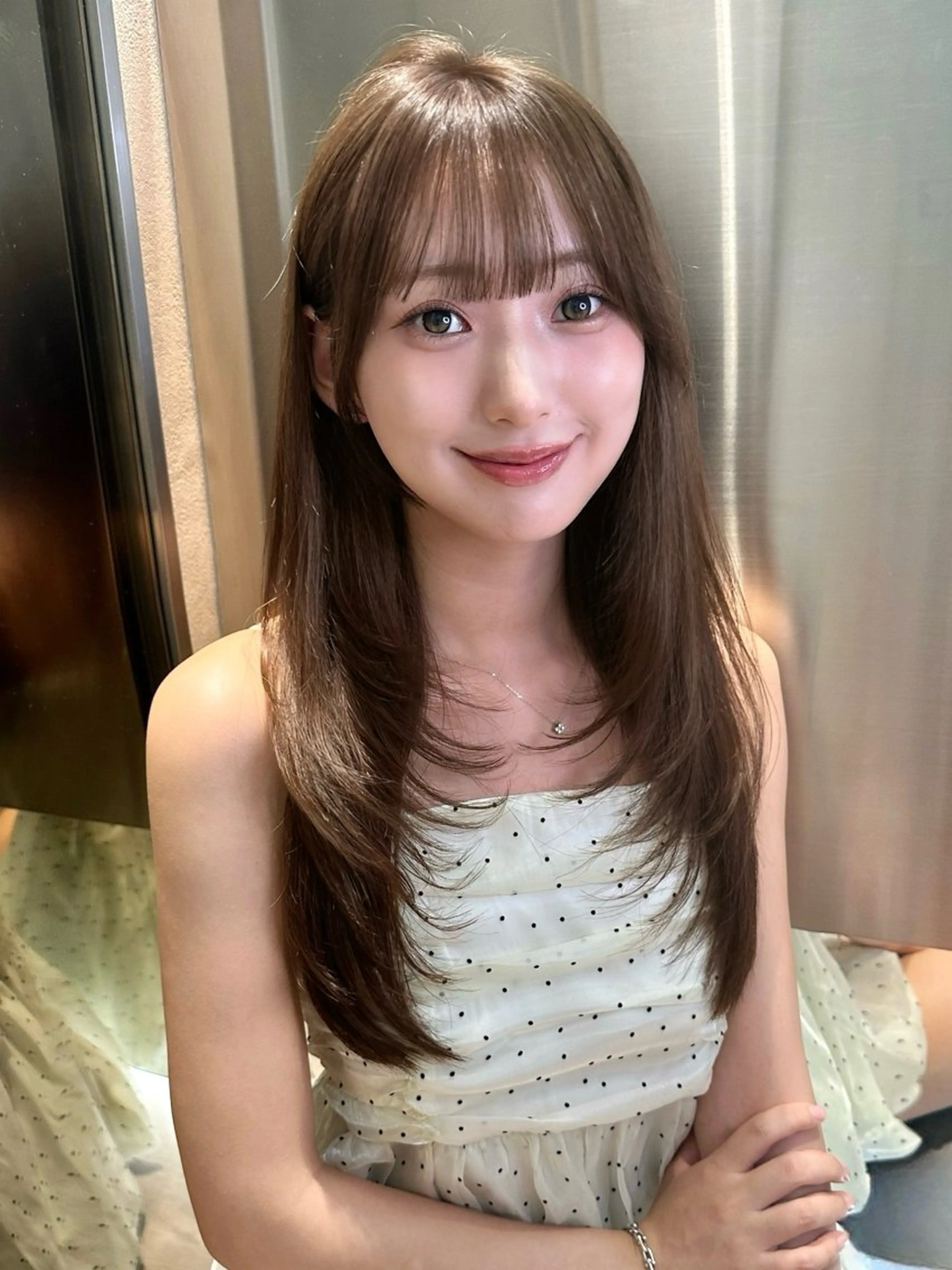 ミディアム ブリーチなしW🎀 髪質改善/はのんのヘアスタイル