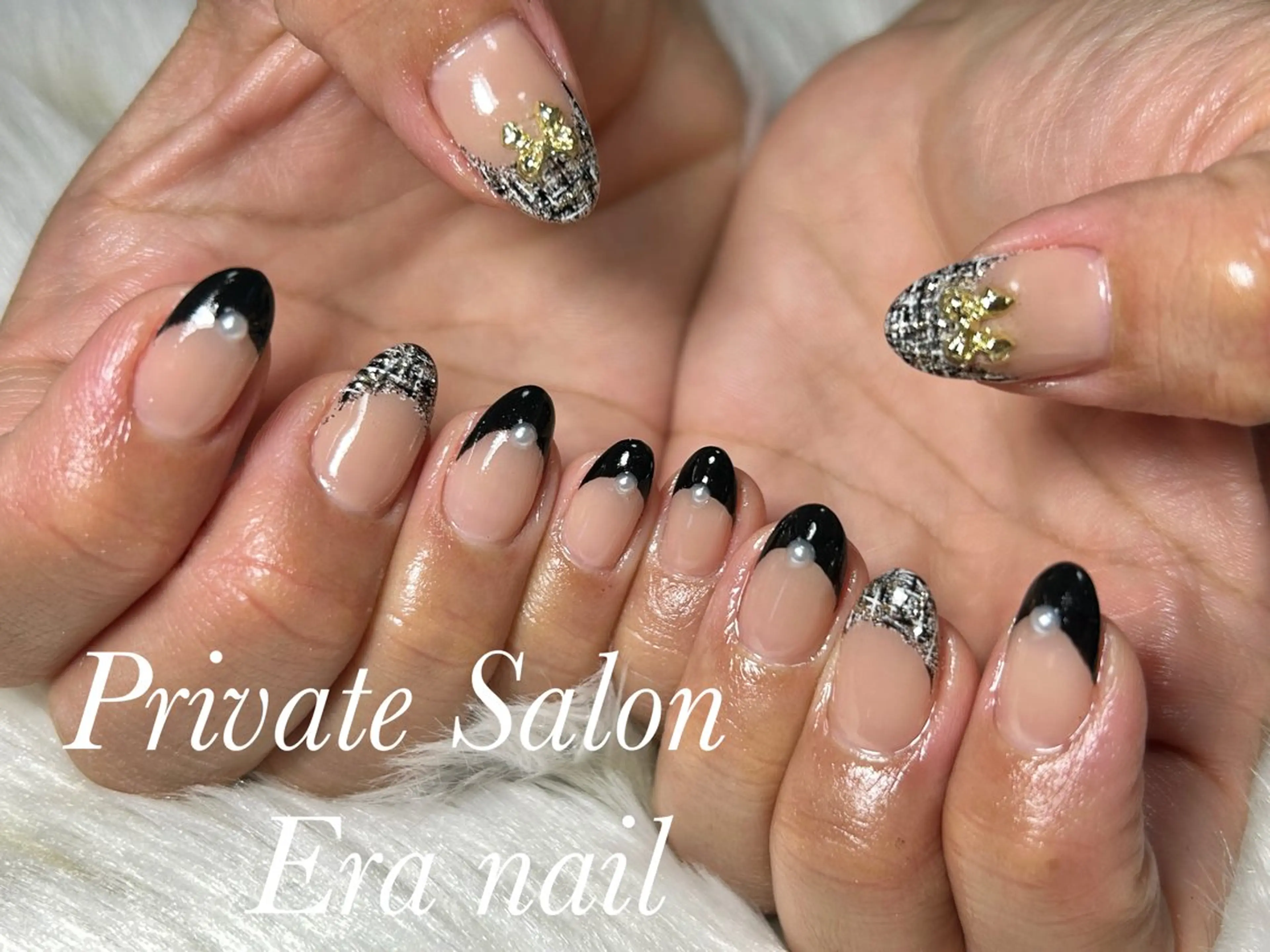 ネイル フレンチネイル ツイードネイル ハンドネイル Era nailのネイルデザイン