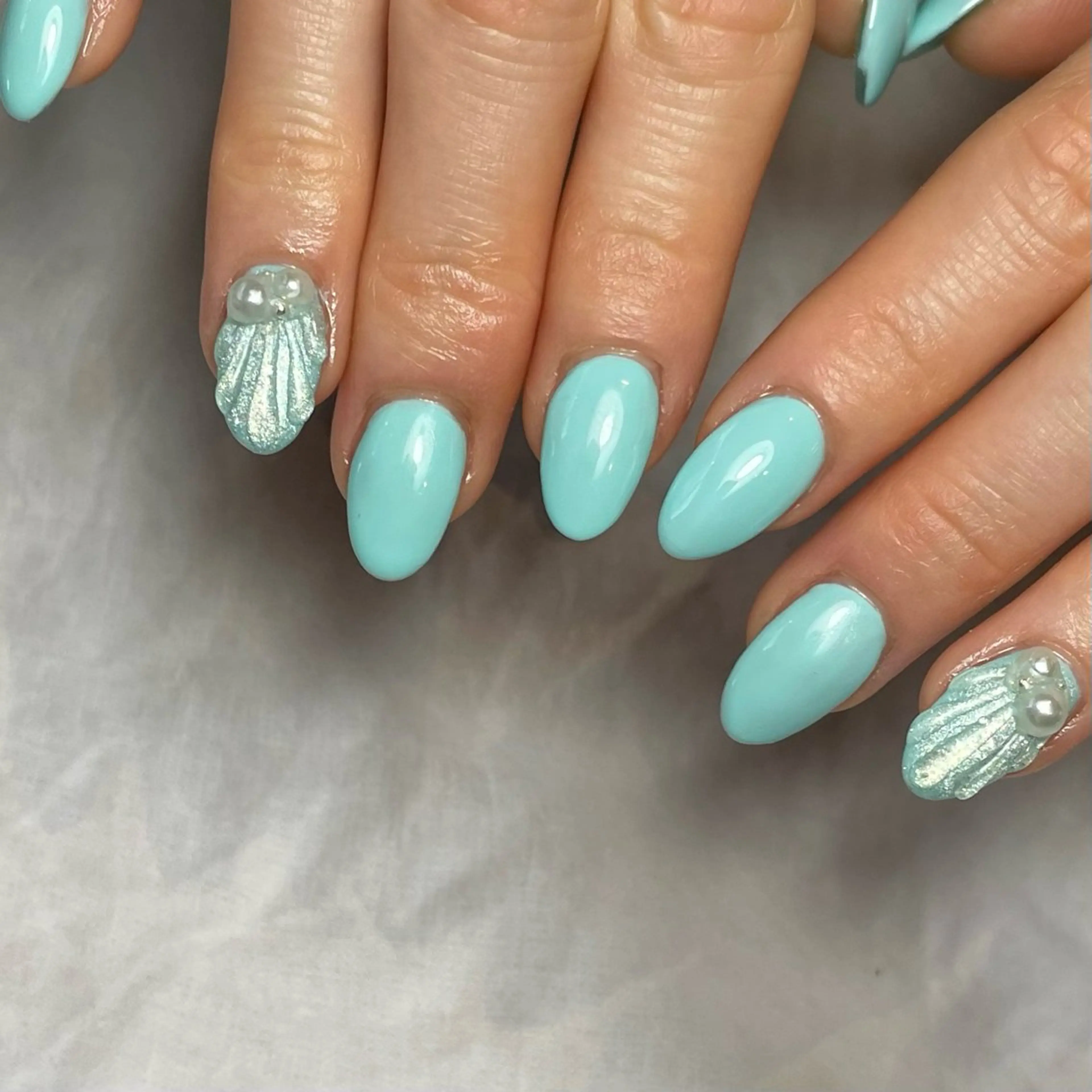 ネイル アートネイル ブルー クリアネイル ぷっくりネイル Reflection marikoのネイルデザイン