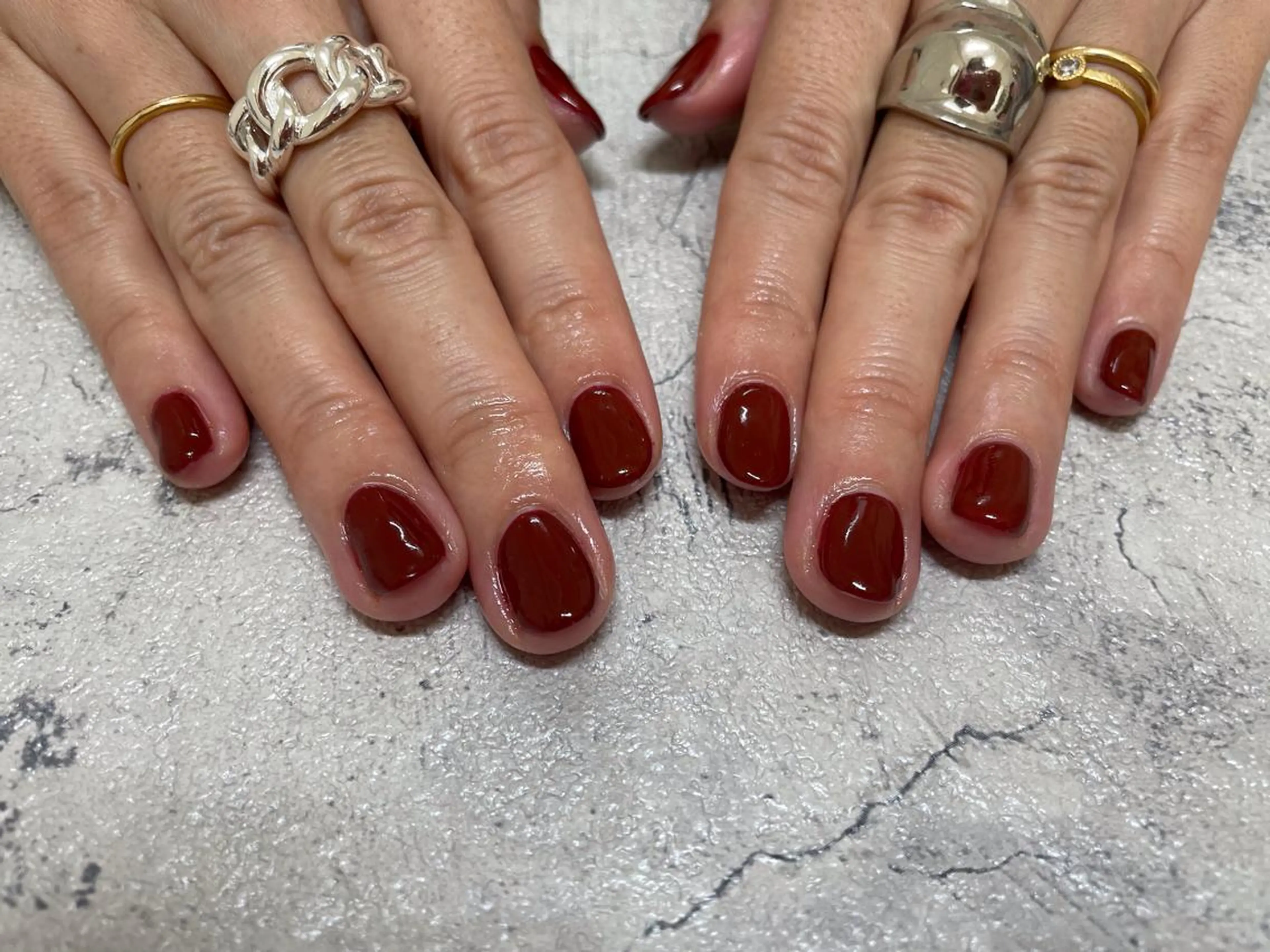 ネイル ボルドー ワンカラーネイル Mogu nail 二子玉川のネイルデザイン