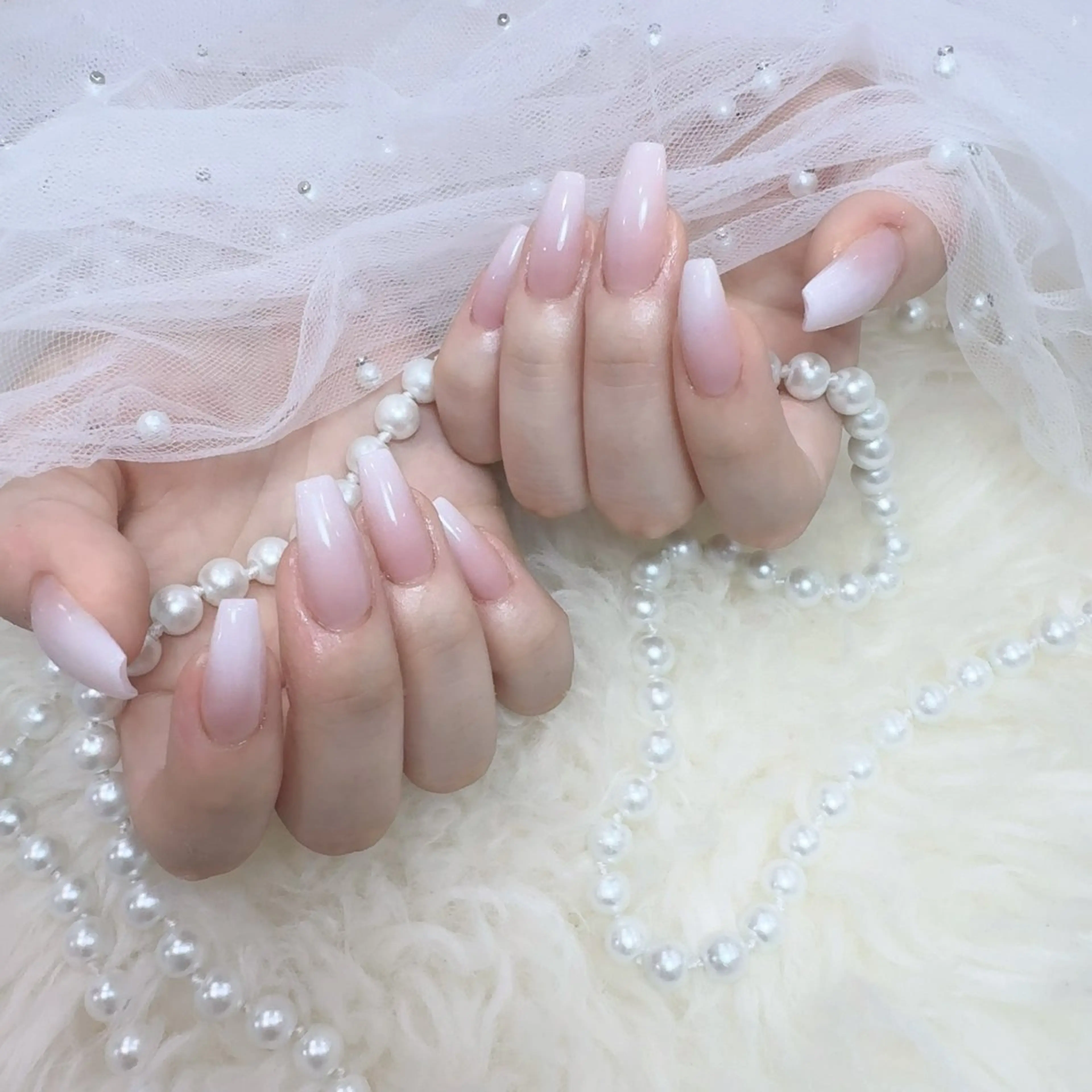 ネイル アートネイル フラッシュネイル フレンチネイル ジェルネイル ガラスフレンチ You&Me Yukiのネイルデザイン