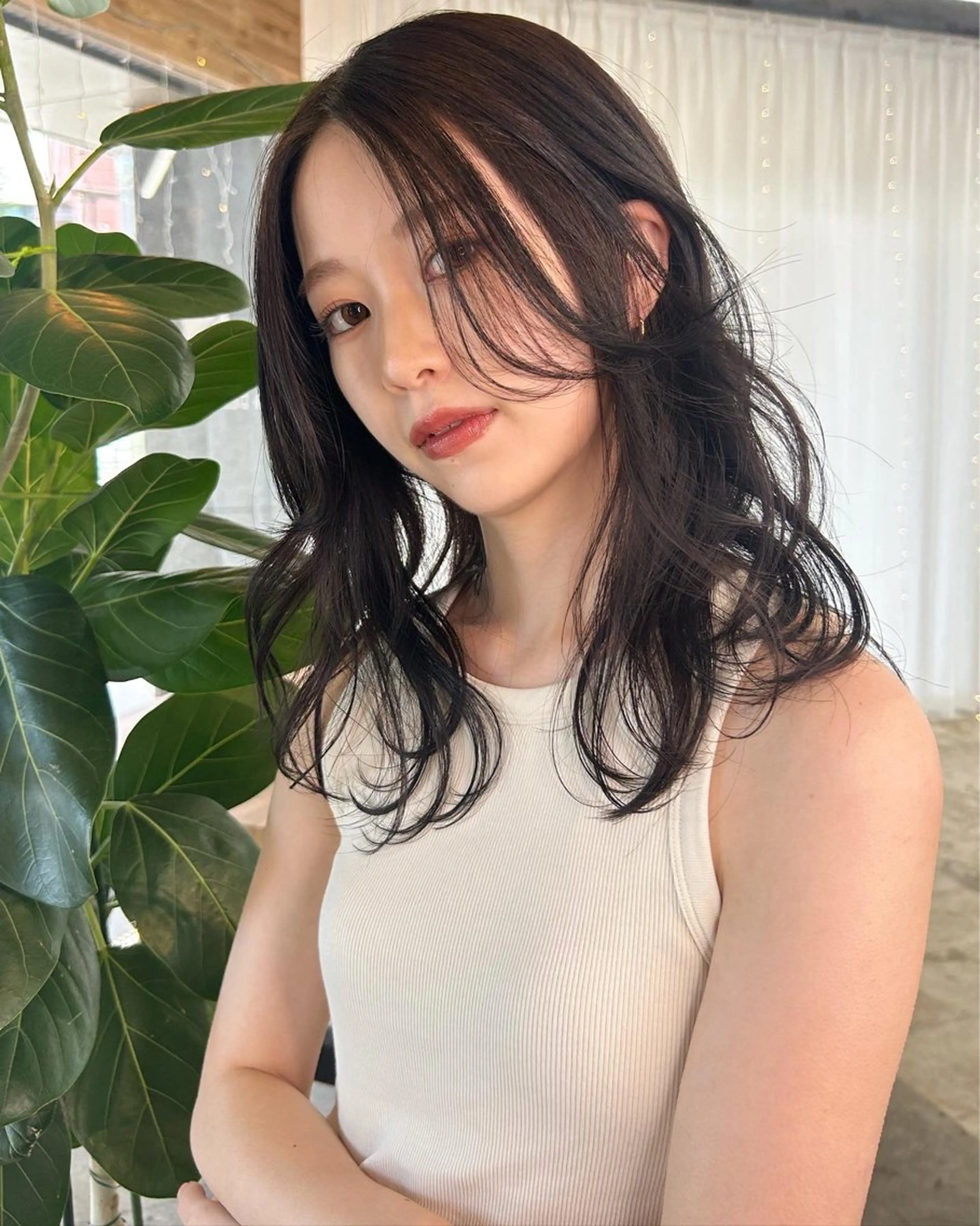 ロング カラー 顔まわりレイヤー 顔周りカット レイヤーカット 小顔カット VISUALIST所属・小倉/レイヤー/ 顔周りカット/naoのヘアスタイル