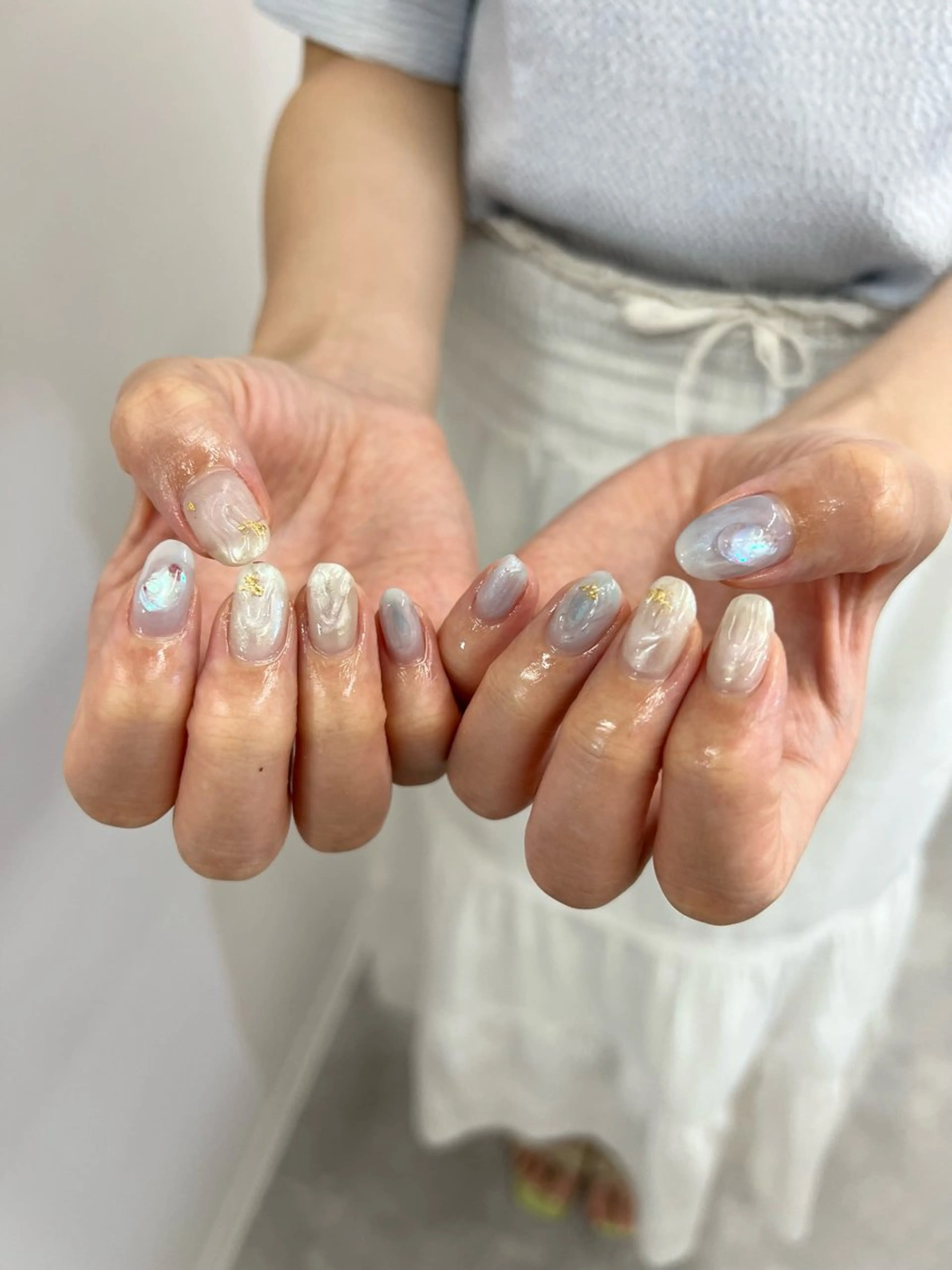 ネイル オーロラネイル ジェルネイル 水色 マグネットネイル ニュアンスネイル ハンドネイル ハンドケア Bana_ Nailのその他イメージ