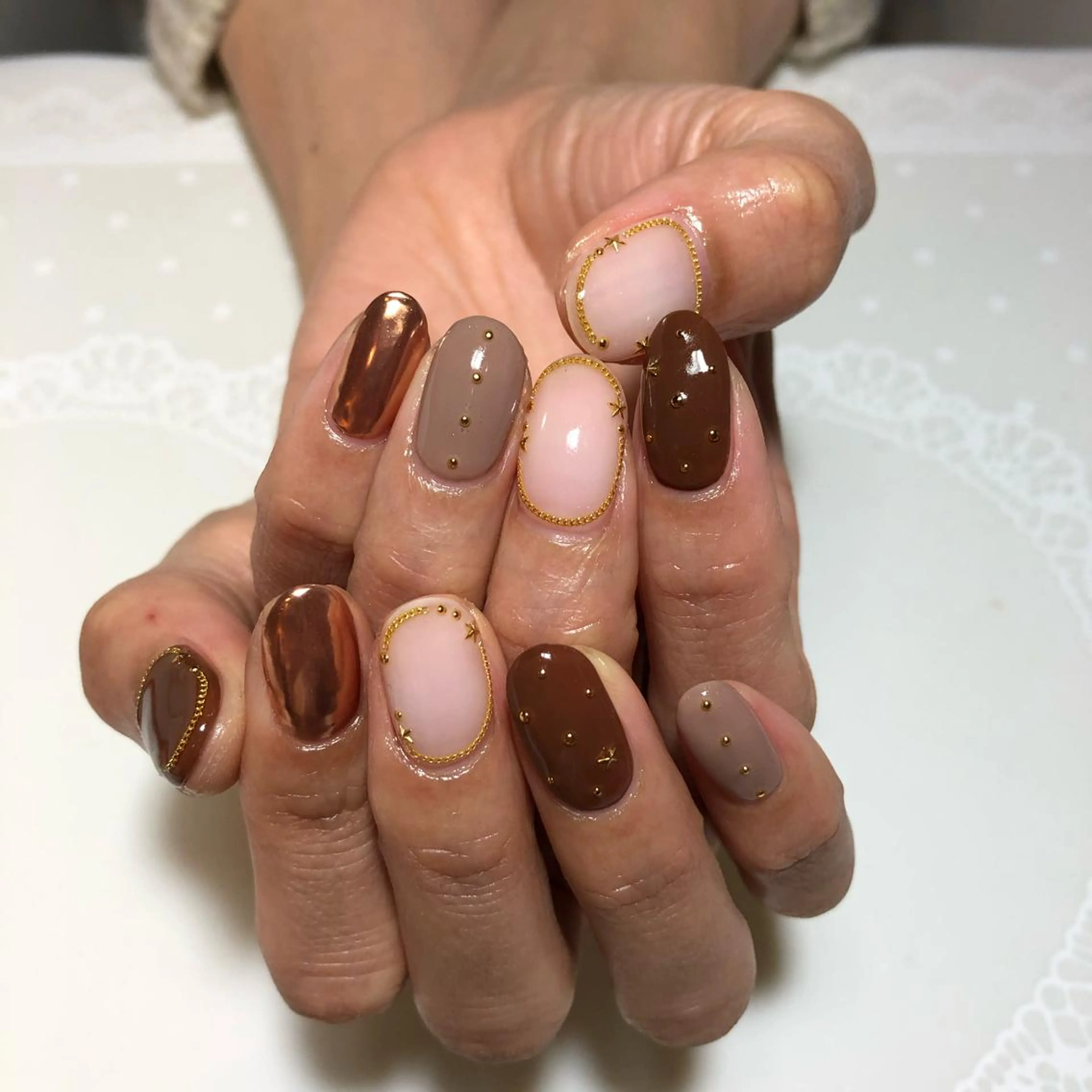 ネイル ブラウン g-up nail所属・米田 律子のネイルデザイン