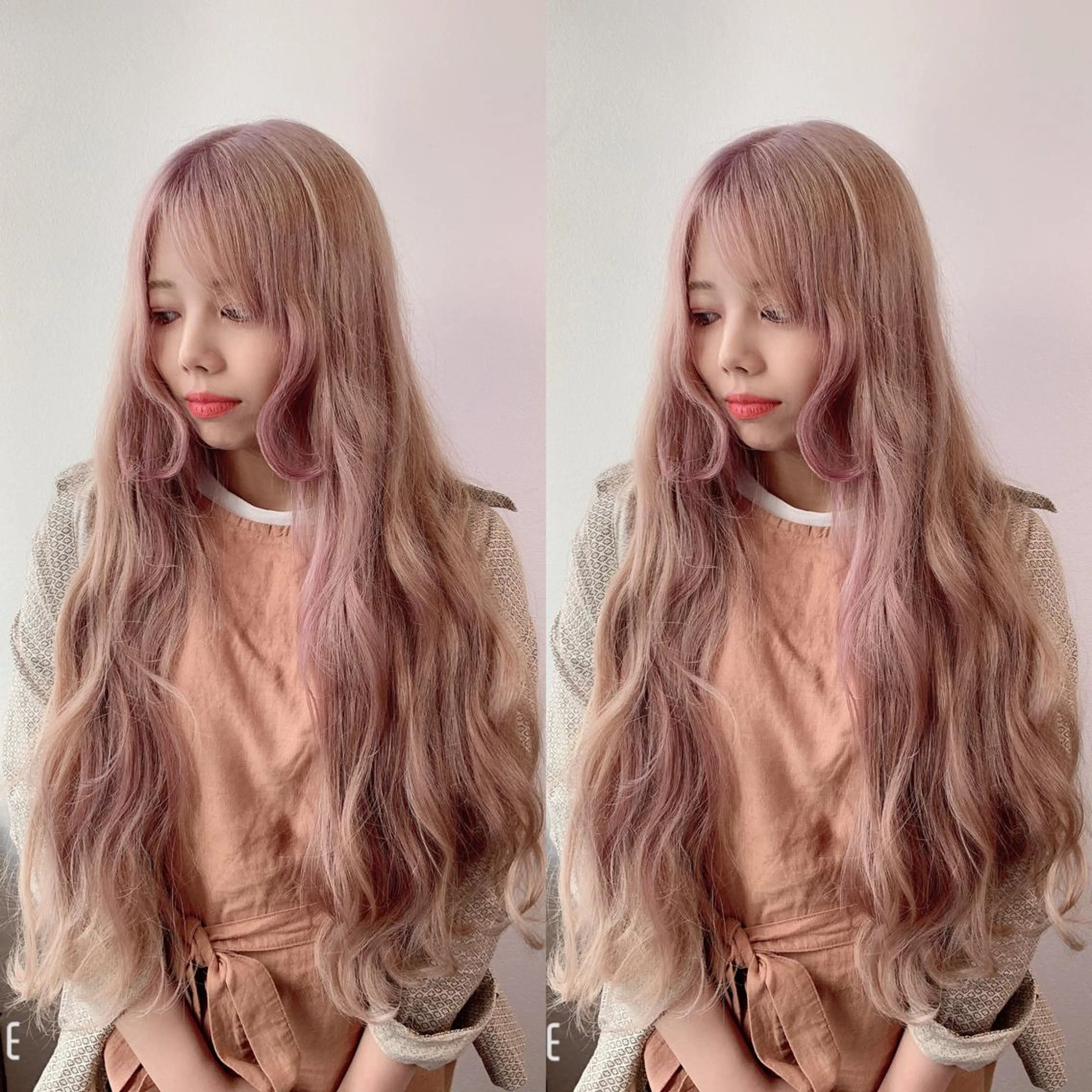 セミロング カラー ベージュカラー ハイトーンカラー ラベンダーカラー ラベンダーベージュ ピンクカラー ヘアカラー 似合わせ/ブリーチ カラー.岡田友仁のヘアスタイル