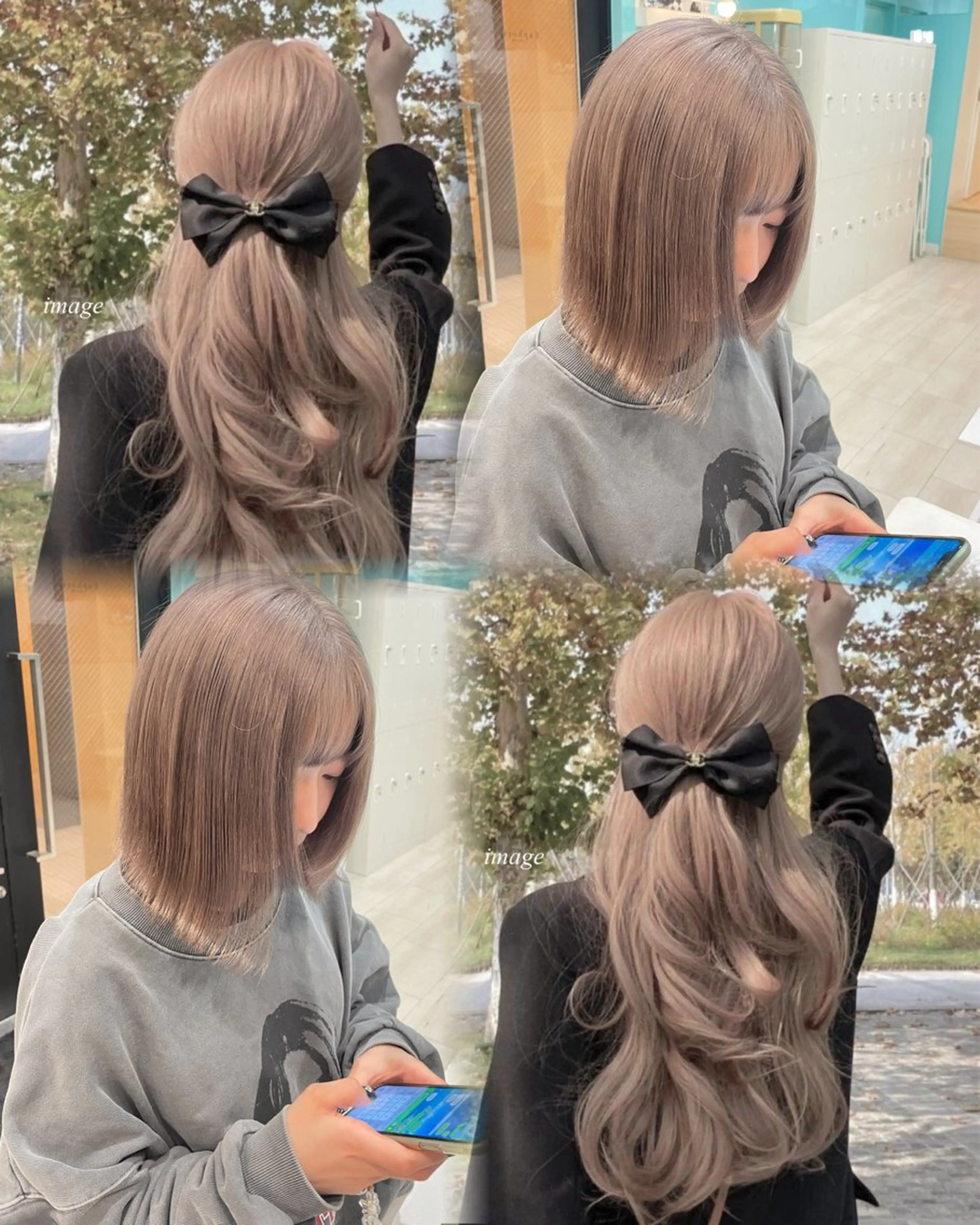 ミディアム カラー ヘアカラー ハッシュカット レイヤー池袋のヘアスタイル