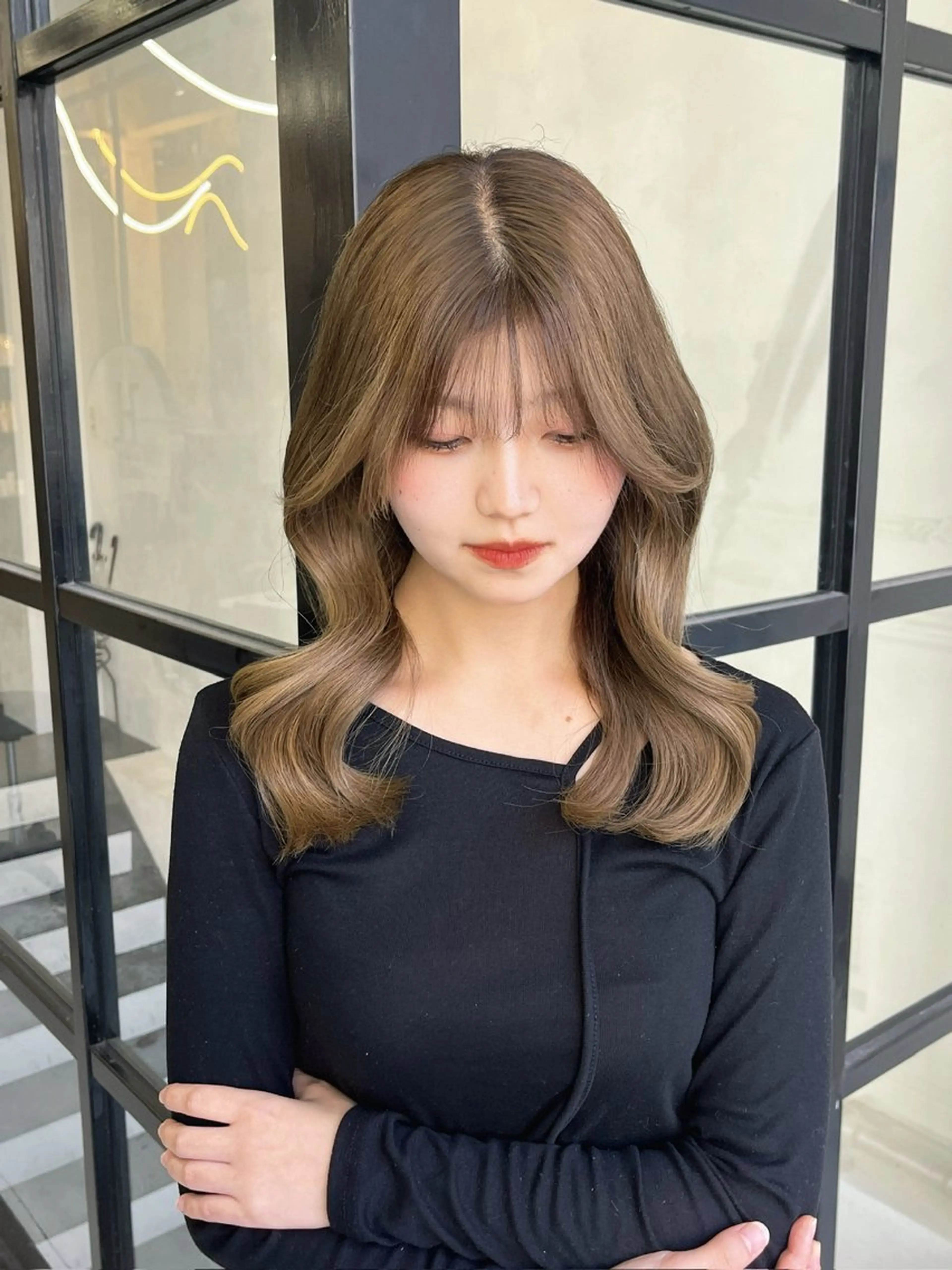 カラー ベージュカラー ヘアカラー ハイトーン/韓国ヘ ア/古吉かやのヘアスタイル