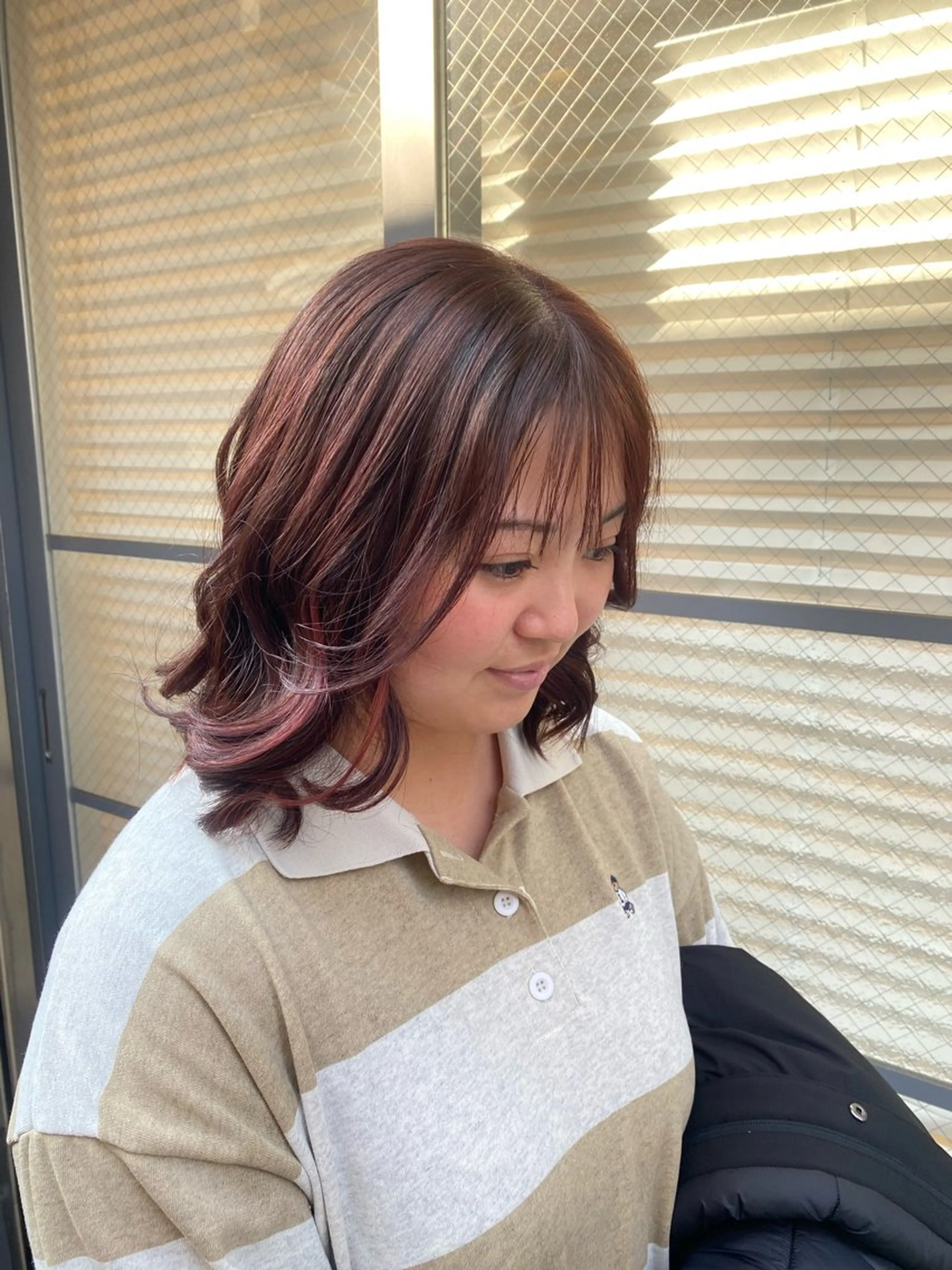 ミディアム カラー ピンクカラー 🌟メンズ/ミニボブ Marin💟のヘアスタイル