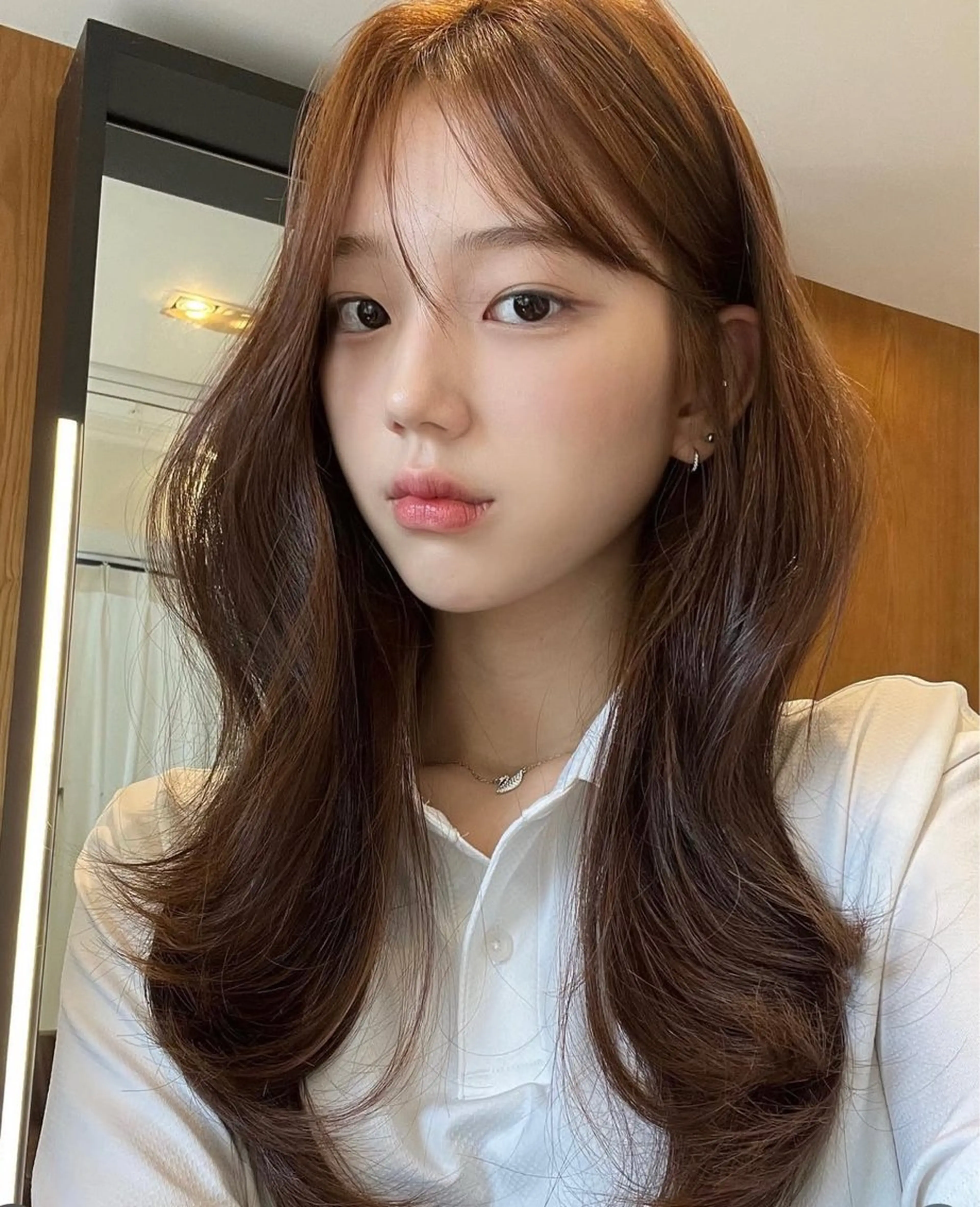 ロング カット 縮毛矯正 salowin 原宿 aroa所属・韓国／ハッシュカット ／透明感カラー／金野のヘアスタイル