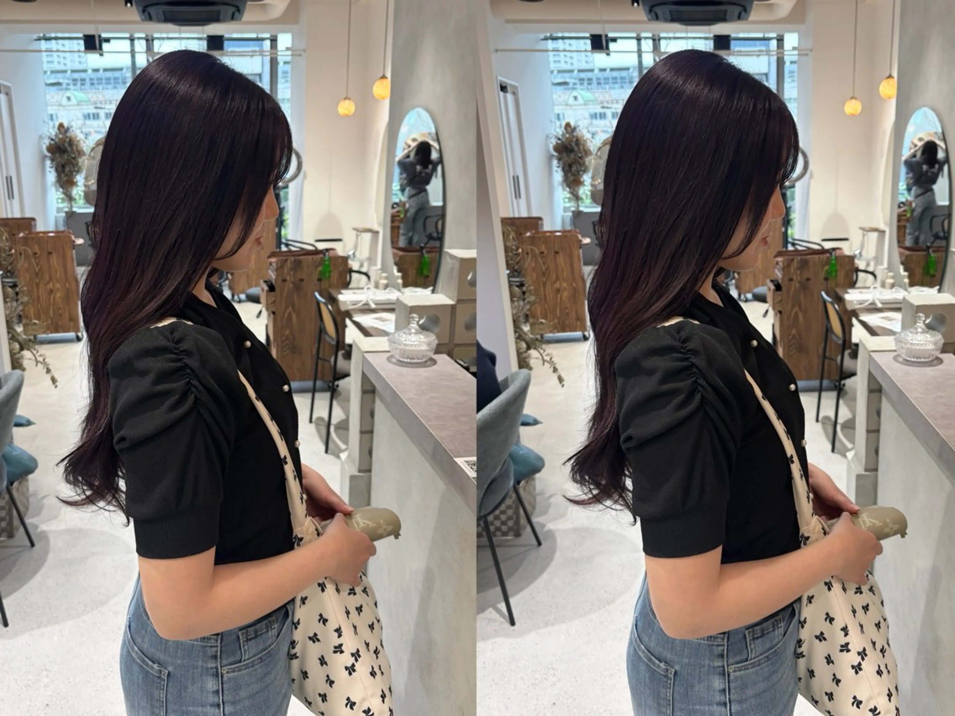 セミロング アッシュ パープルカラー カット ヘアカラー トリートメント 大久保 愛のヘアスタイル