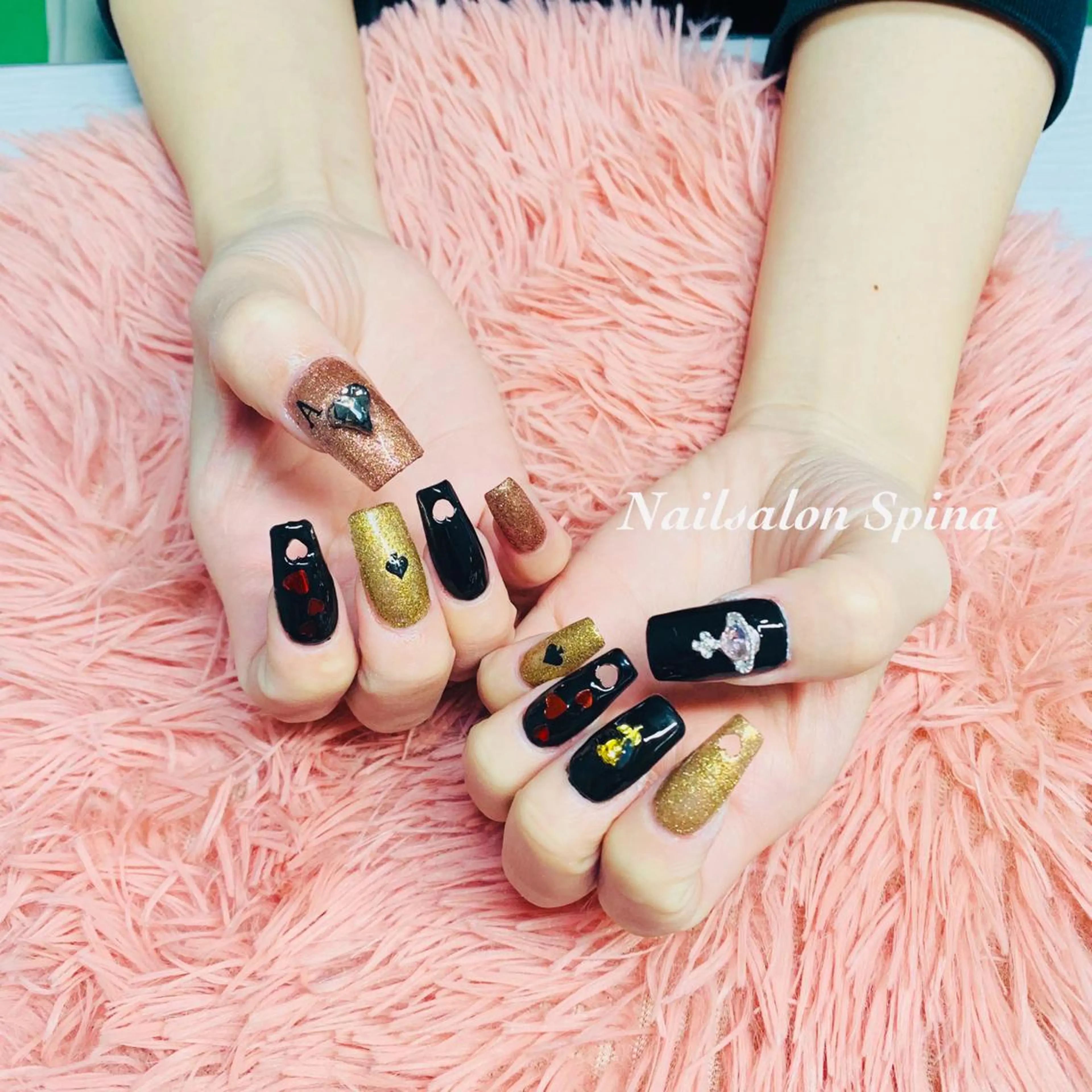 ネイル アートネイル ジェルネイル ハート キラキラネイル Nailsalon Spina 琴美のネイルデザイン