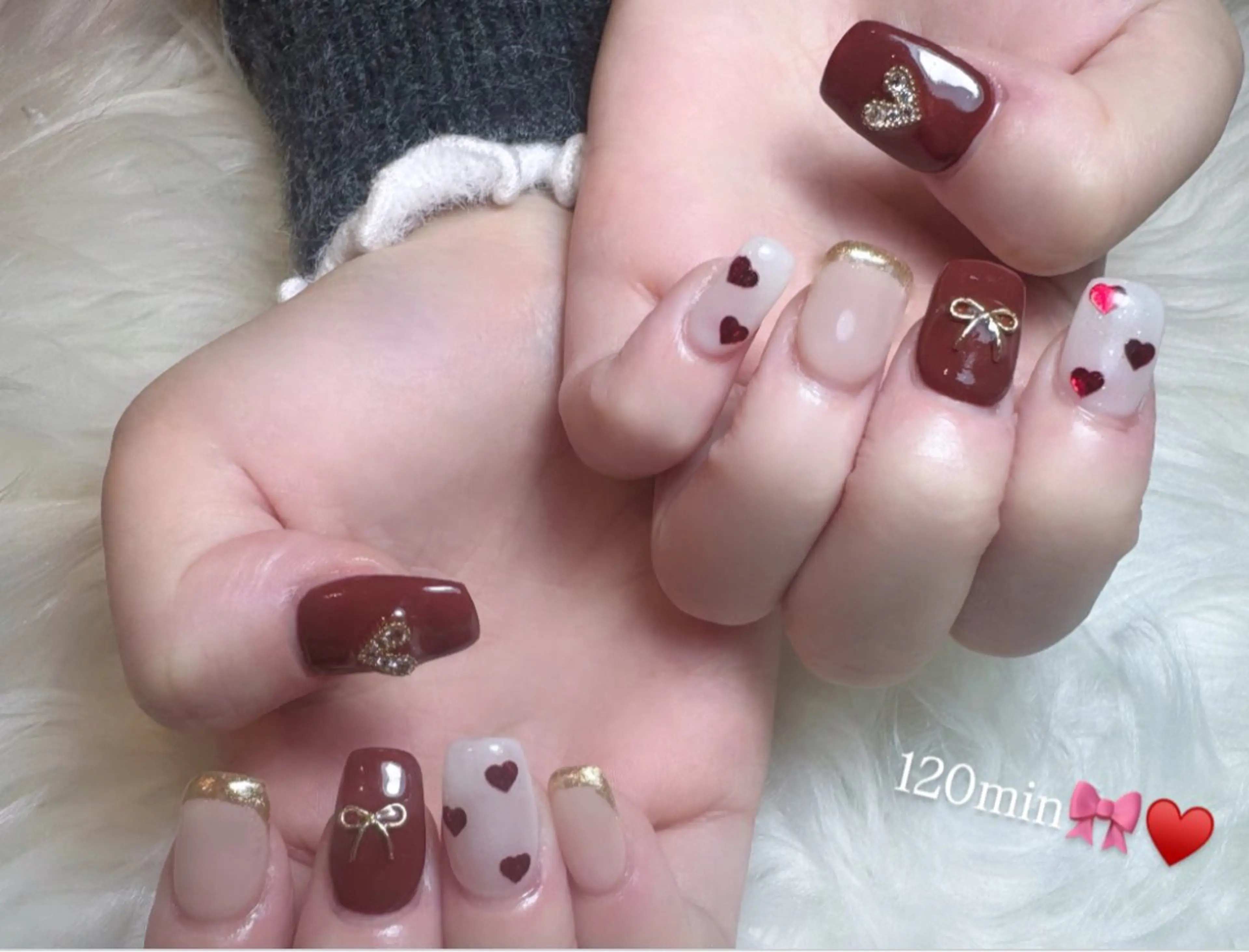 ネイル フレンチネイル ハート ミラーネイル リボン ハンドネイル 横浜eight nail💟kuruのネイルデザイン