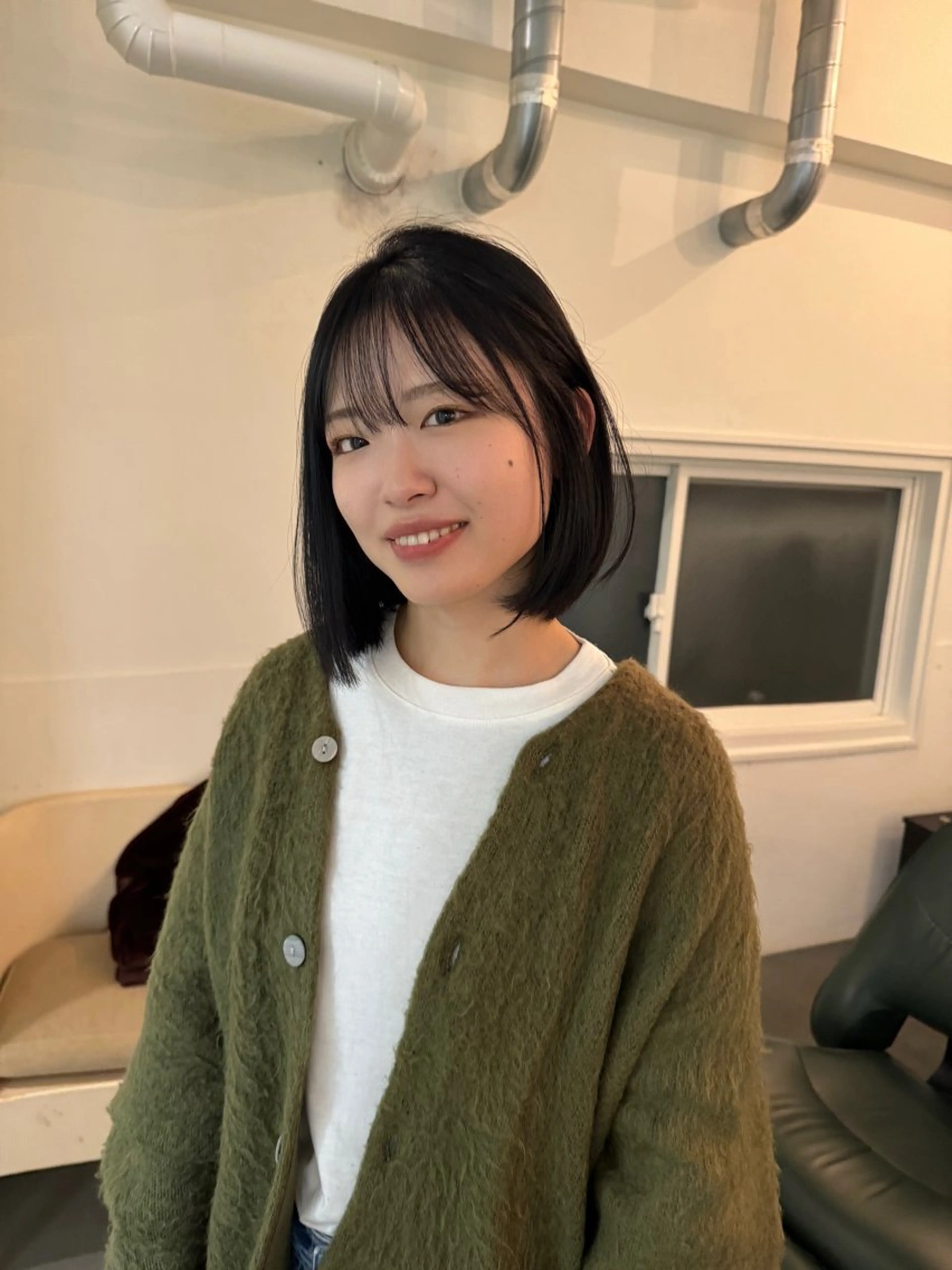 ミディアム カット ヘアカラー 清水愛果/オリーブ カラー/透明感カラーのヘアスタイル