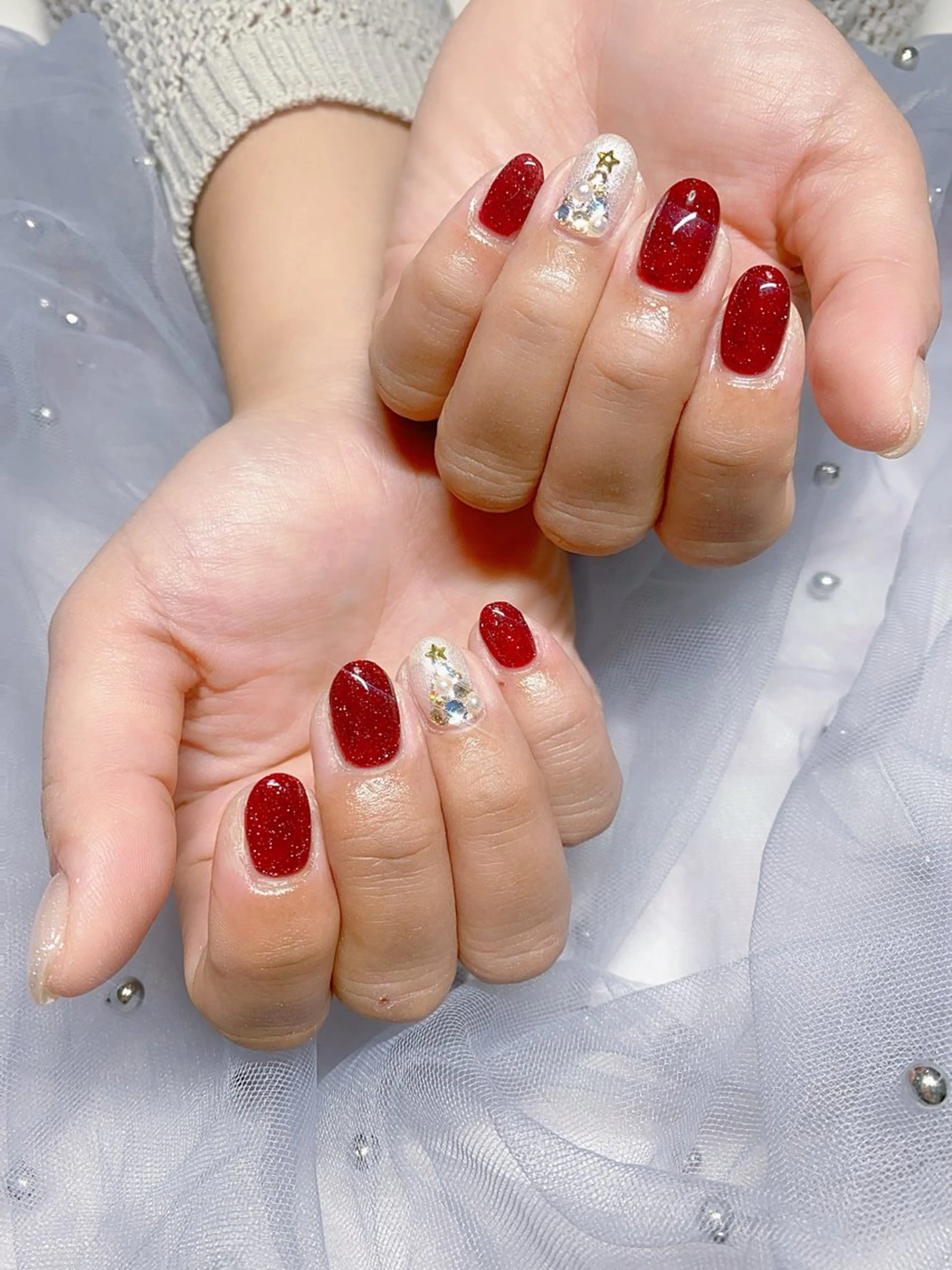 ネイル 冬ネイル クリスマス ハンドネイル Jasmine nailsalon所属・ジャスミン ネイルサロンのネイルデザイン