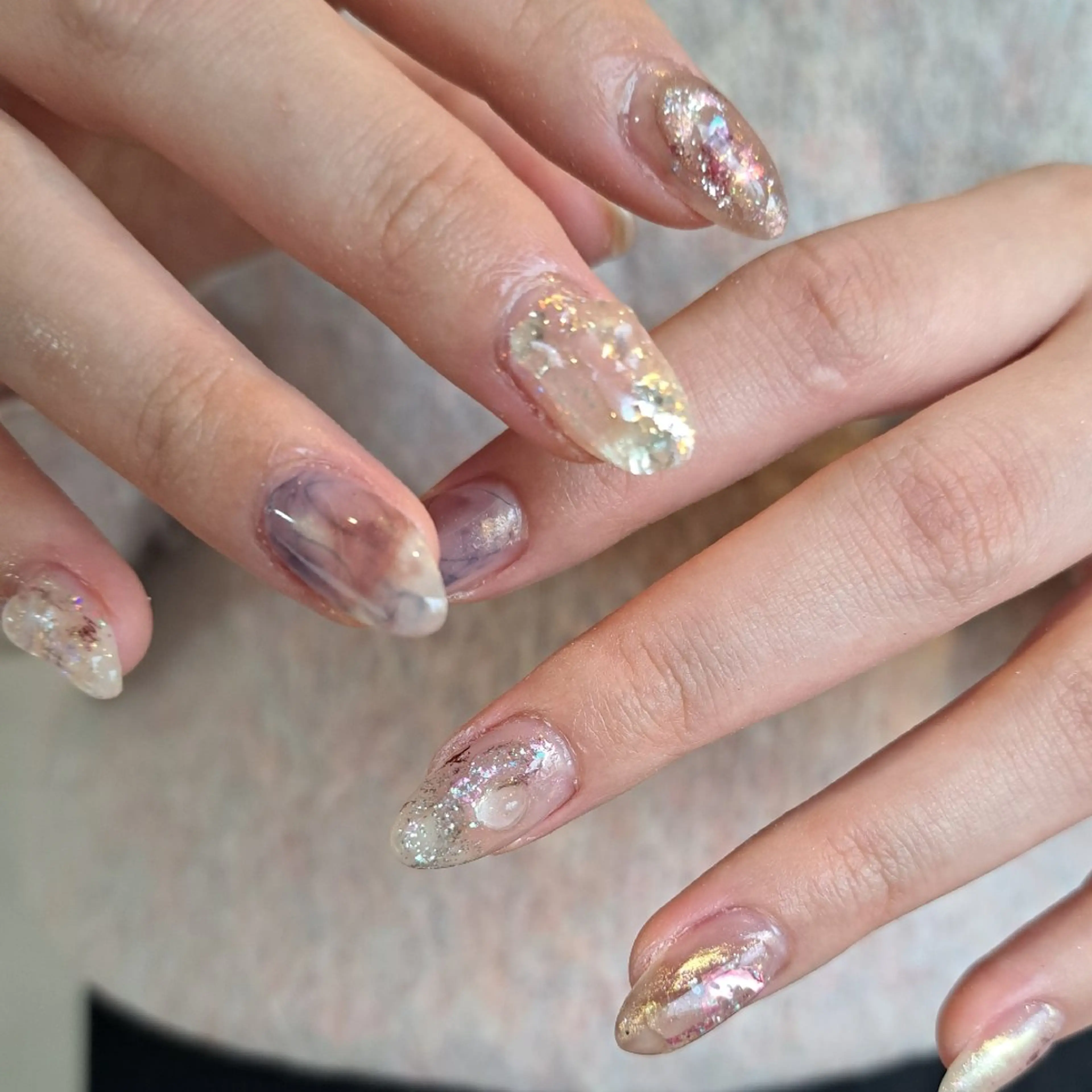 ネイル アートネイル キラキラネイル 持ち込み ニュアンスネイル 春ネイル Nail mood /アートし放題のネイルデザイン