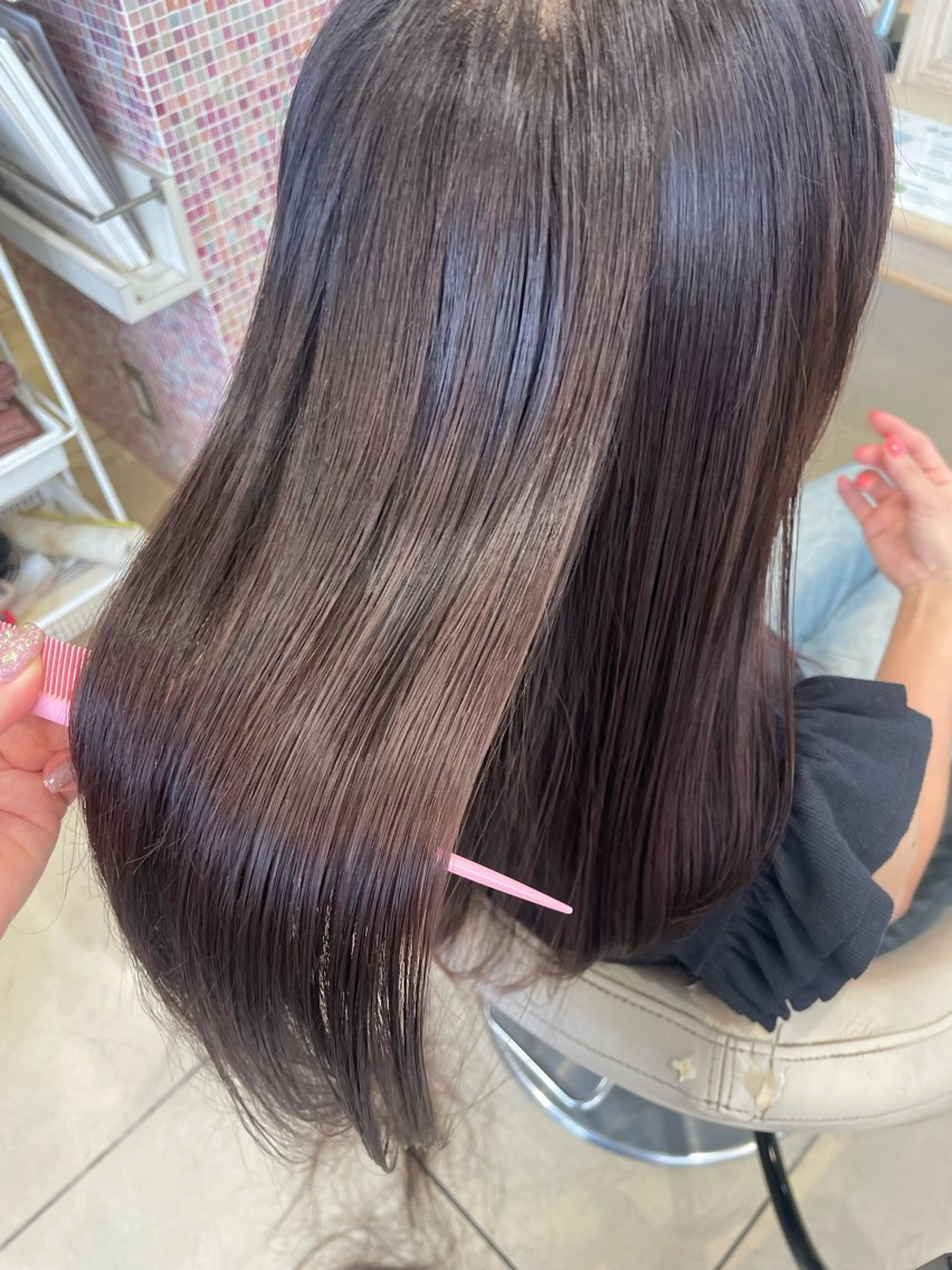 ロング カラー パーマ カット ヘアカラー 縮毛矯正 トリートメント 韓国ヘアメイク🎀/ 縮毛矯正✨山本媛香のヘアスタイル