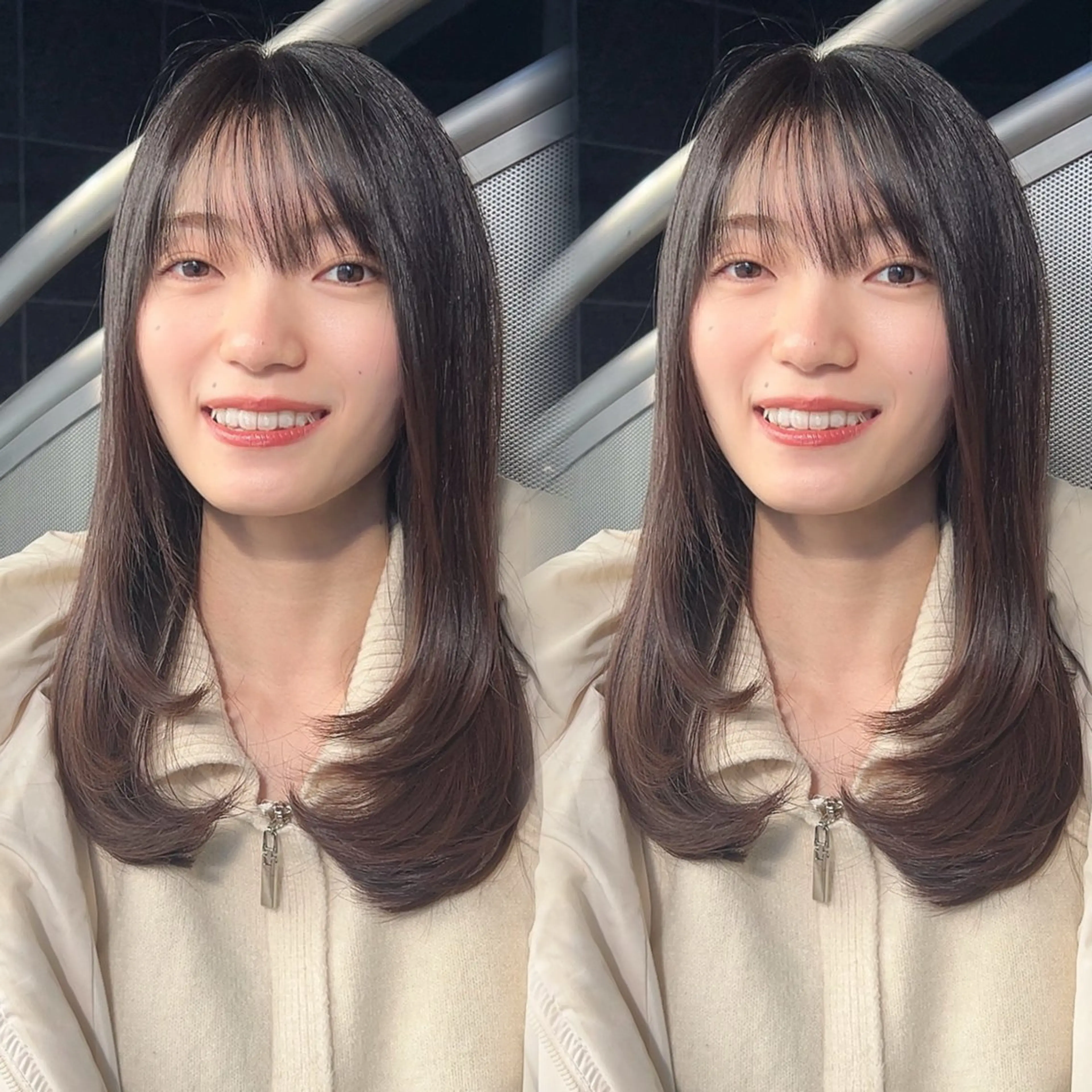 ロング レイヤーカット ロング カット ヘアカラー calna 古賀 菜摘のヘアスタイル