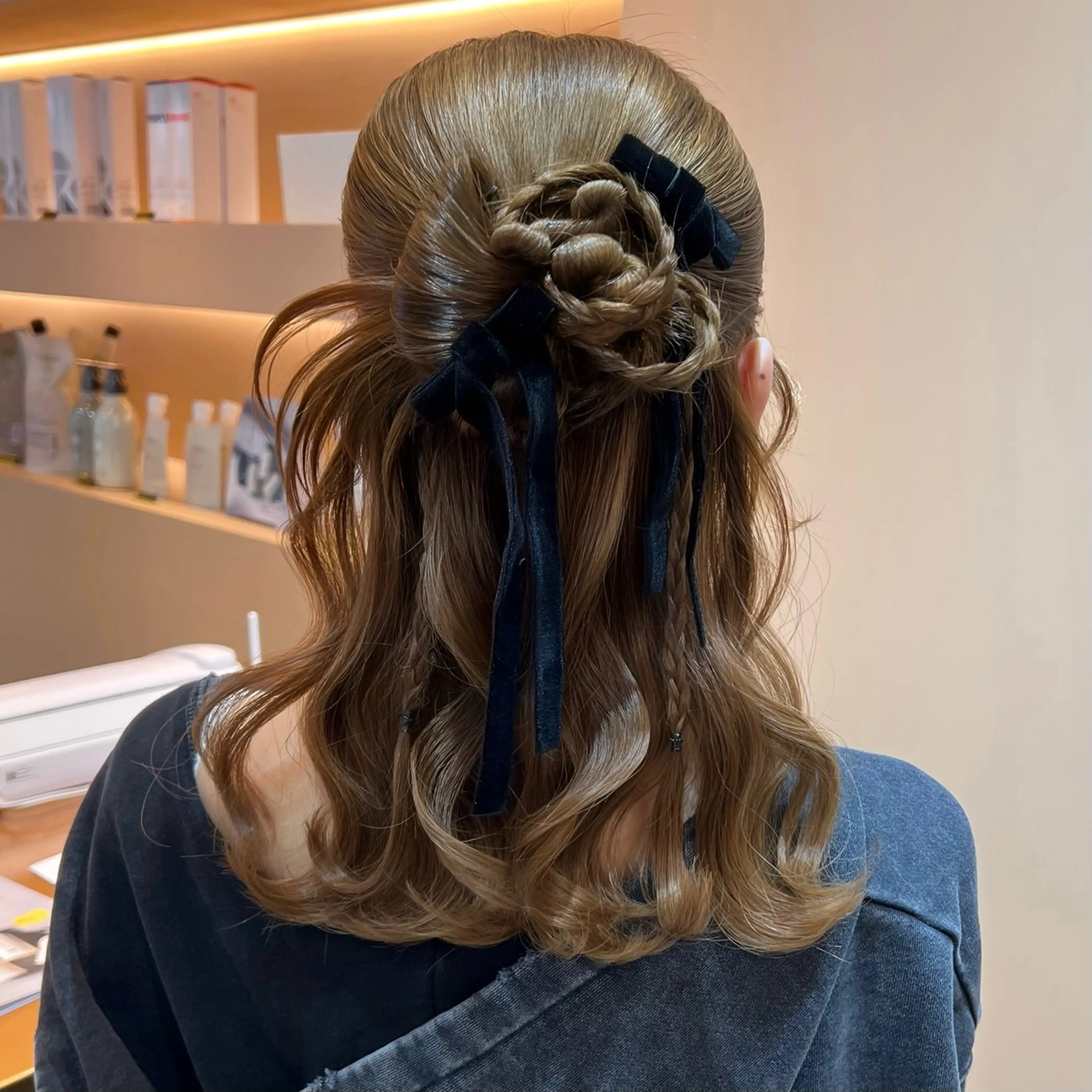 ミディアム ヘアアレンジ ハーフアップ ヘアセット ✨カチモリ✨レイヤー 韓国ヘア🇰🇷ゆいのヘアスタイル