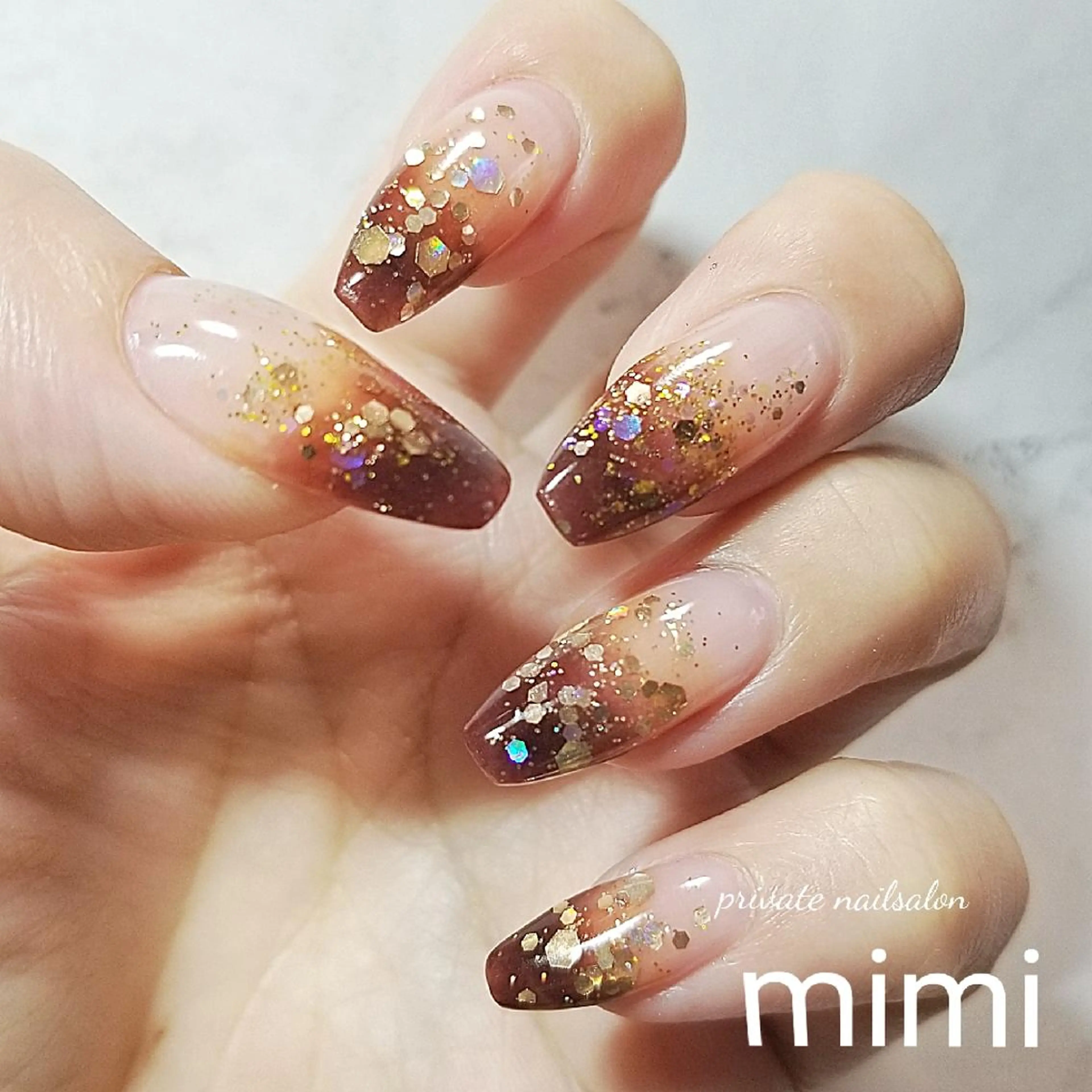 ネイル ブラウン ハンドネイル 博多ネイル ｍｉｍｉのネイルデザイン