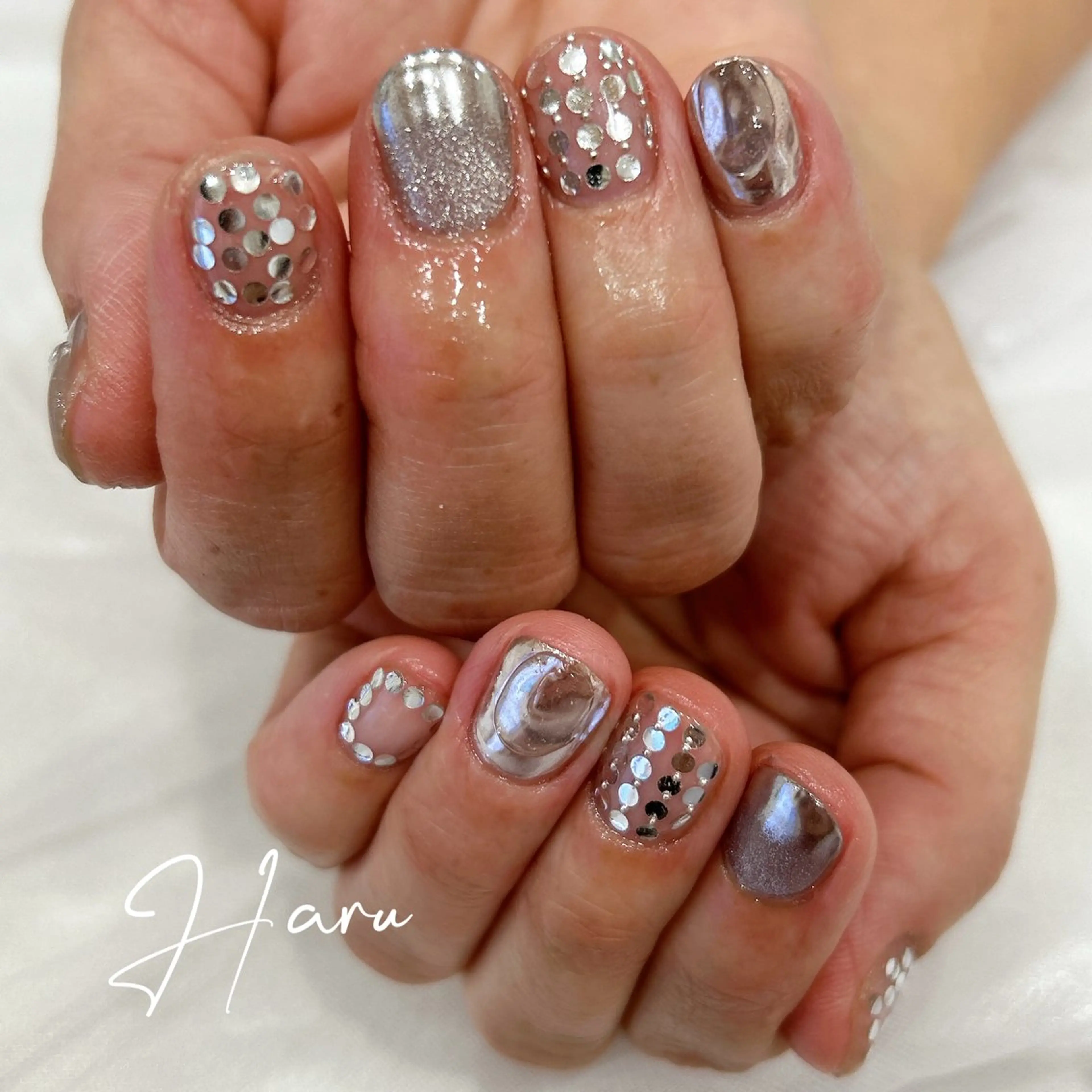 ネイル シルバー ハンドネイル Haru .mのネイルデザイン