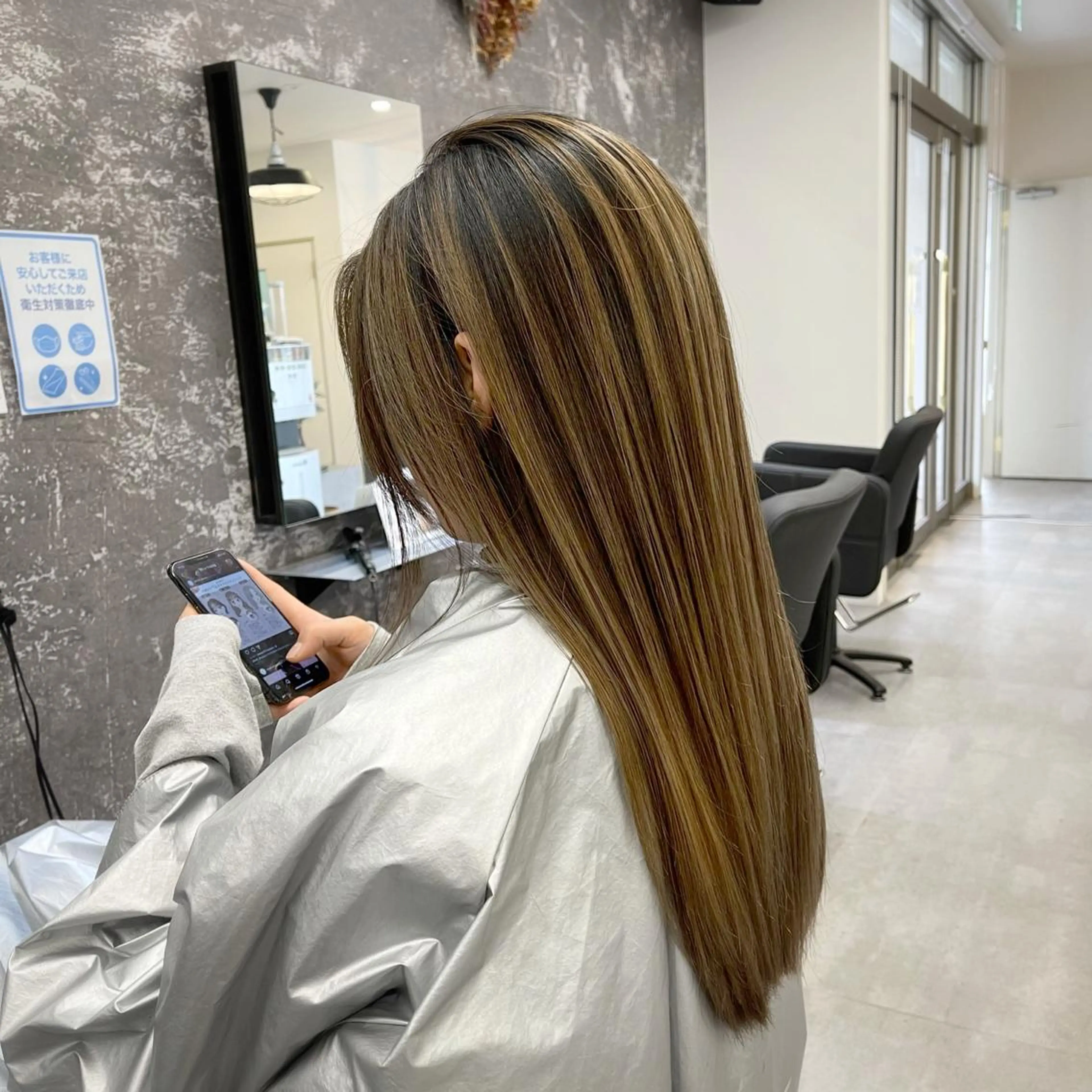 ロング カラー バレイヤージュ デザインカラー ハイライトカラー 外国人風カラー ハイライト アンドウ ユウ/ レイヤーカット/韓国のヘアスタイル