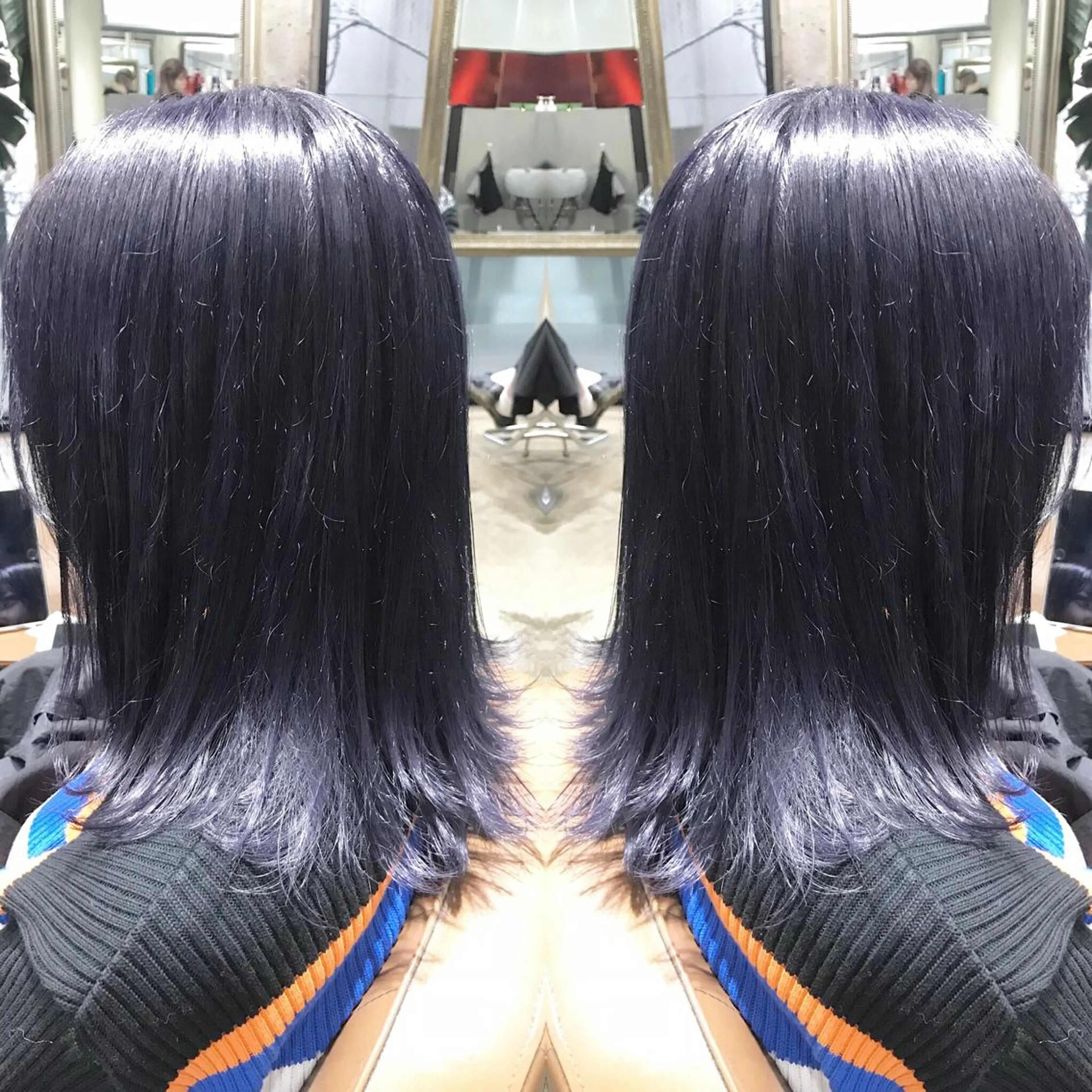 ミディアム カラー パーマ ヘアアレンジ メンズ キッズ ネイル マツエク・マツパ ブルーカラー ネイビーカラー ブルー ネイビー サロンドミルク 原宿のヘアスタイル