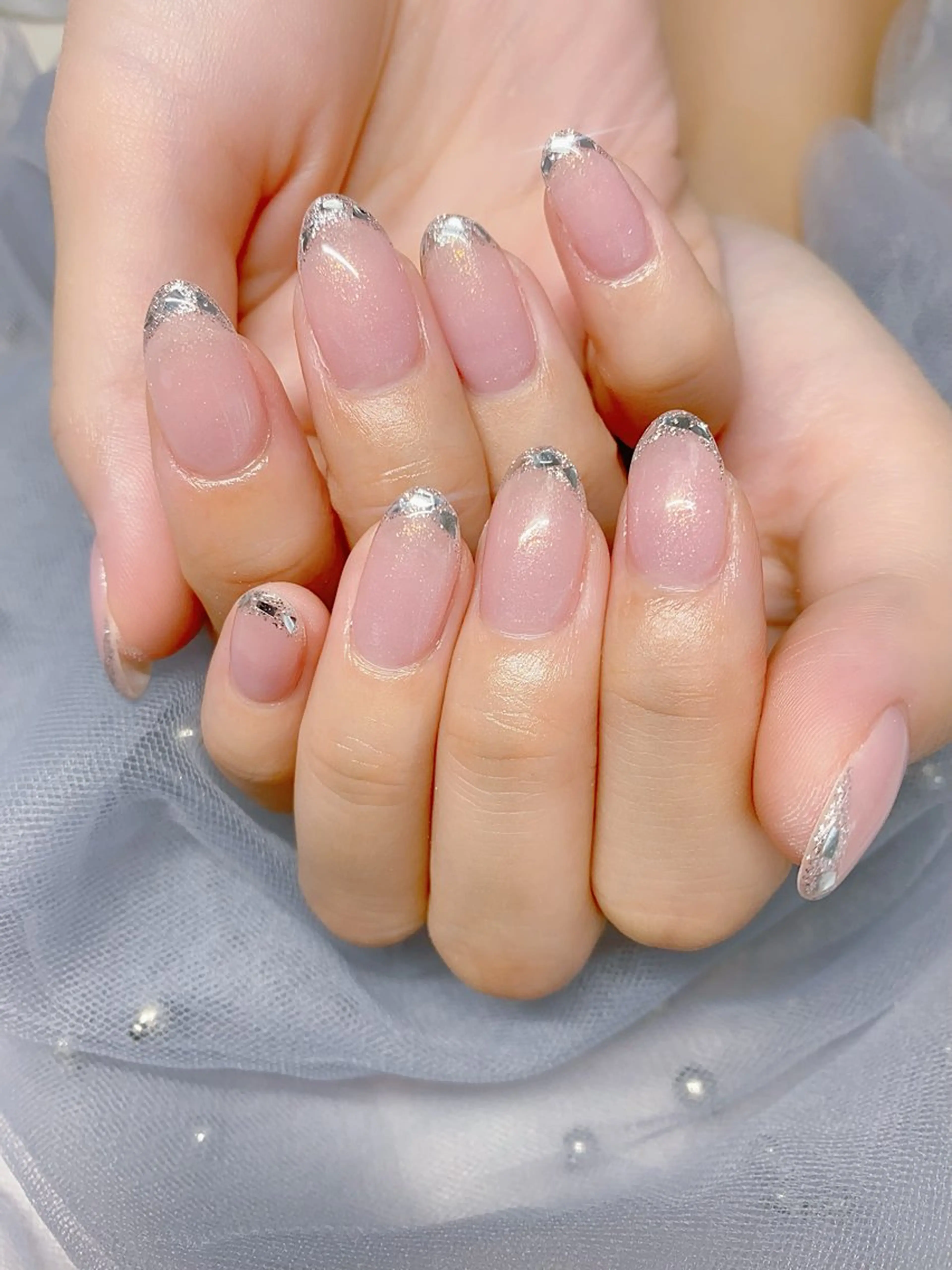 ネイル フレンチネイル ガラスフレンチ Jasmine nailsalon所属・ジャスミン ネイルサロンのネイルデザイン