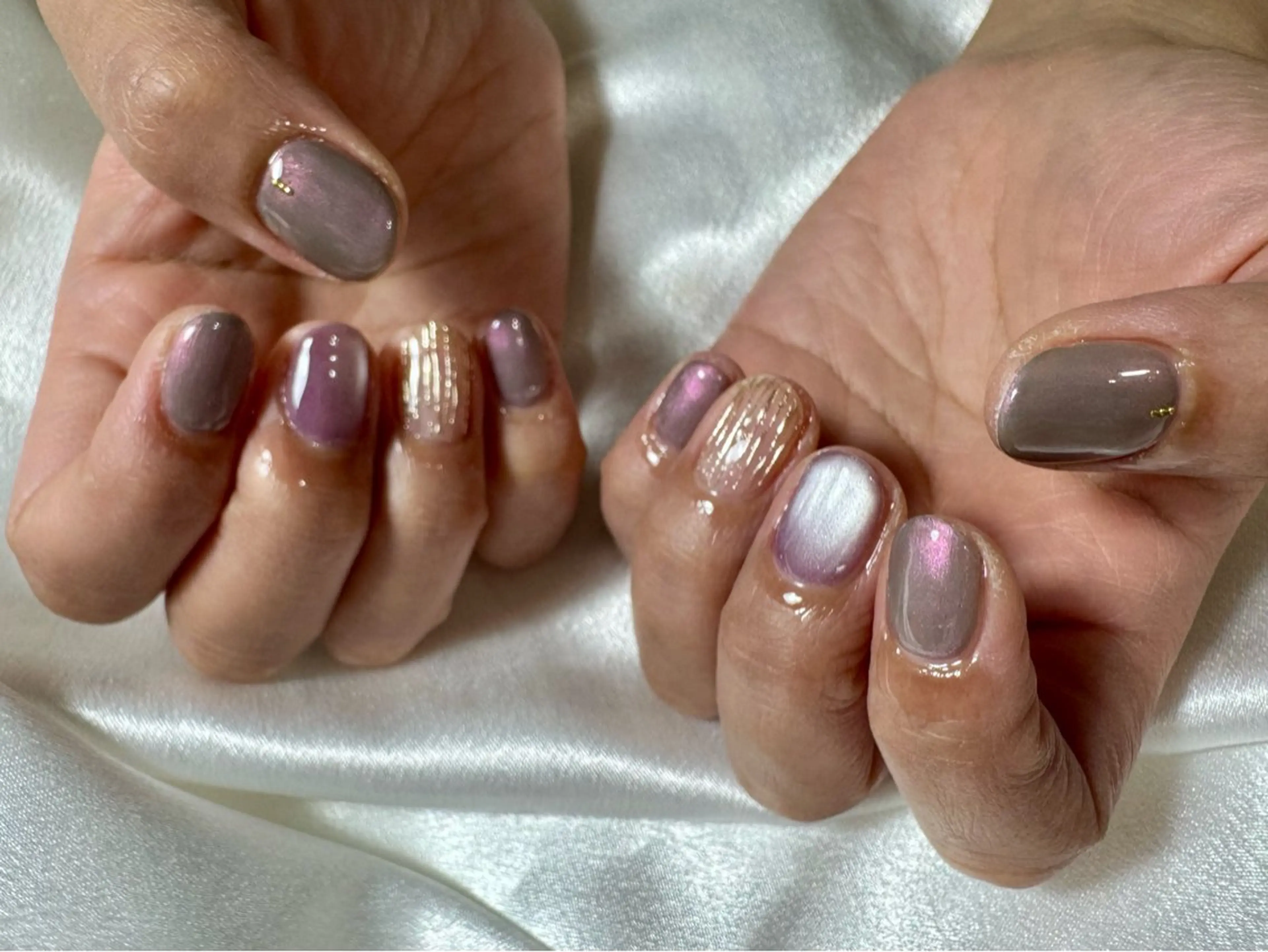 ネイル オーロラネイル 桜ネイル フラワーネイル フットネイル フレンチネイル ハンドネイル kikinail 溝の口のネイルデザイン