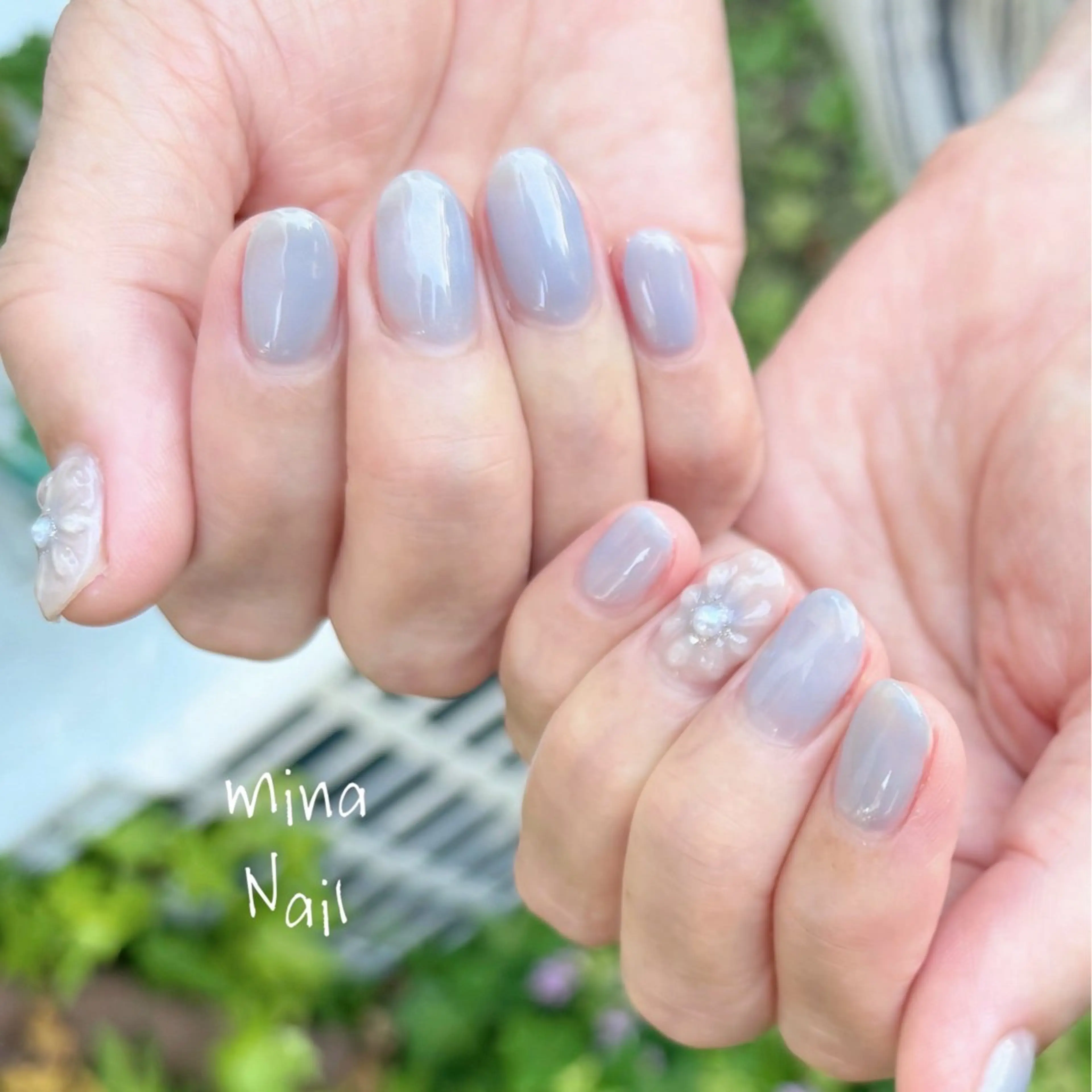 ネイル ブルー クリアネイル ジェルネイル ゴールド ラメ(グリッター) mina Nailのネイルデザイン