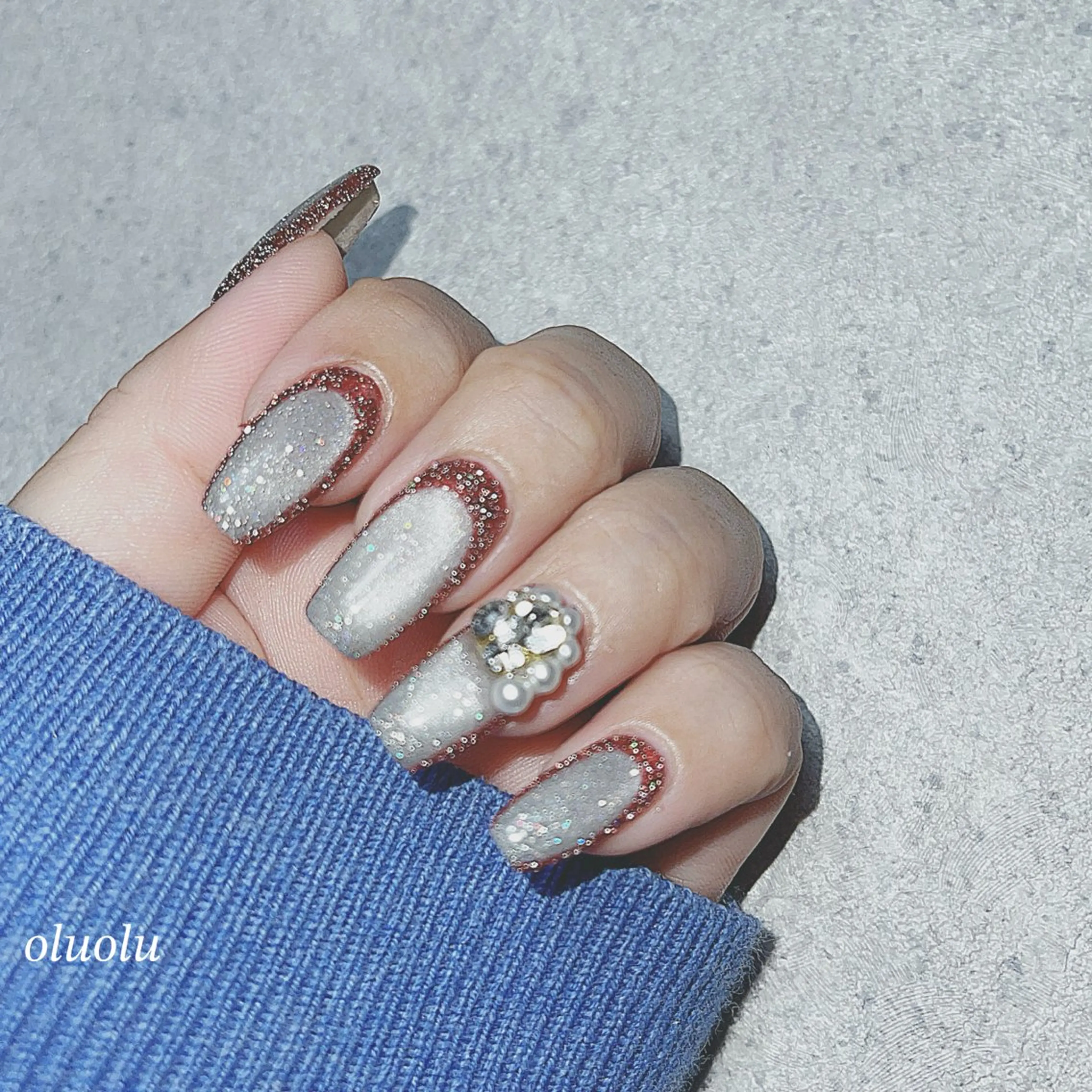 ネイル フラッシュネイル フレンチネイル ジェルネイル キラキラネイル マグネットネイル ハンドネイル 大村 紬華のネイルデザイン