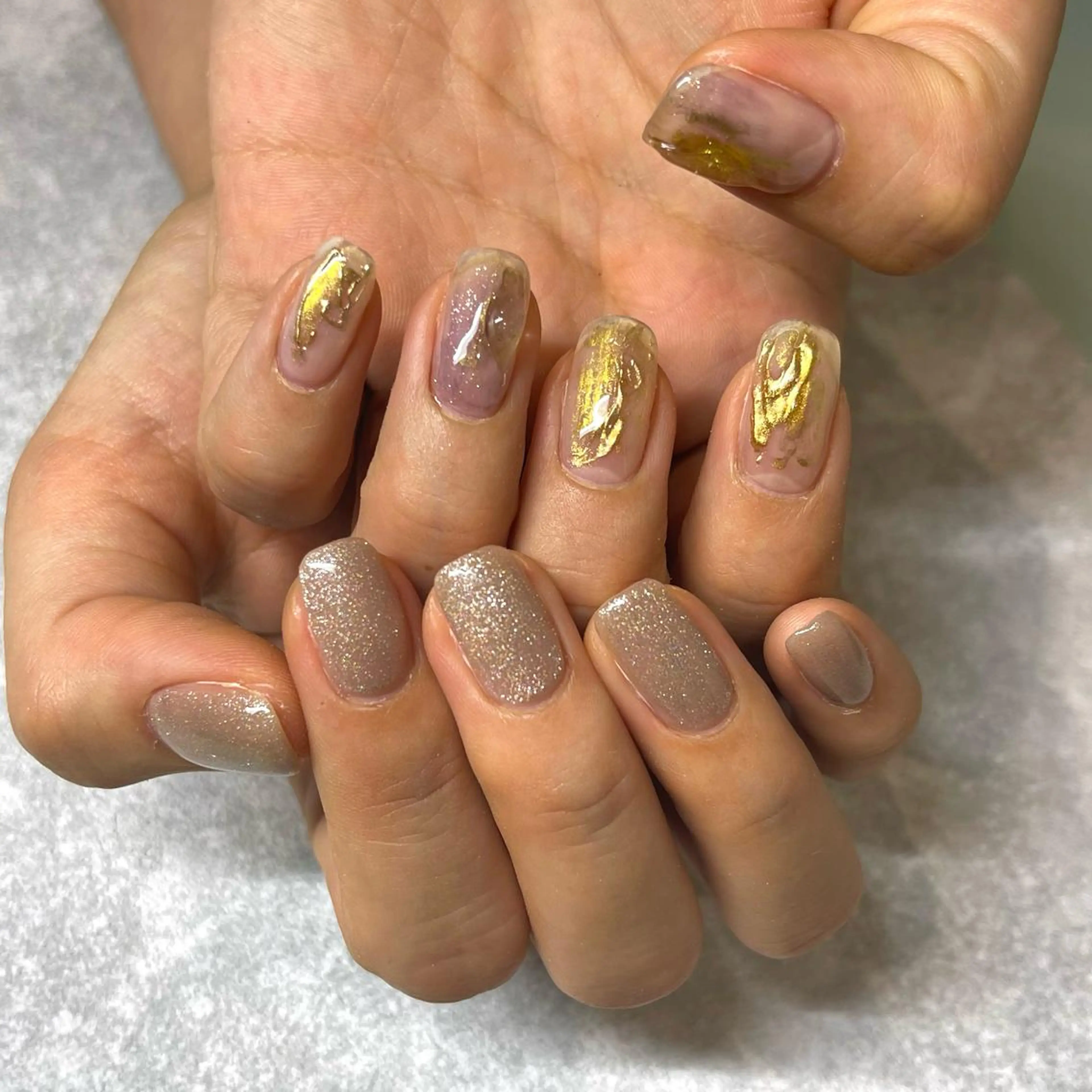 ネイル マグネットネイル ミラーネイル 自爪育成 warm AZUKI-アヅキ-のネイルデザイン