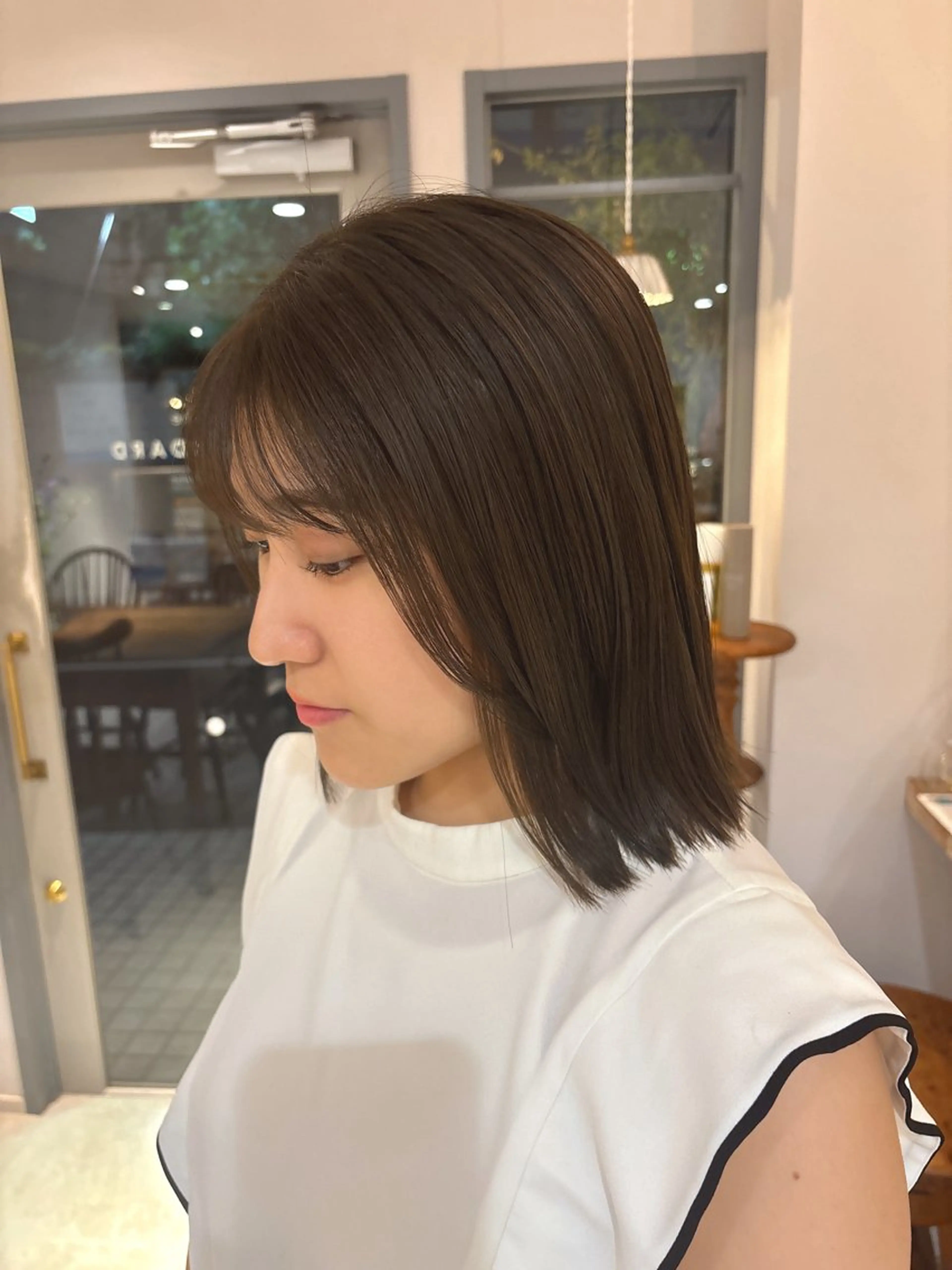 セミロング カラー 🎀調布仙川透明感オ リーブカラー干莉🎀のヘアスタイル