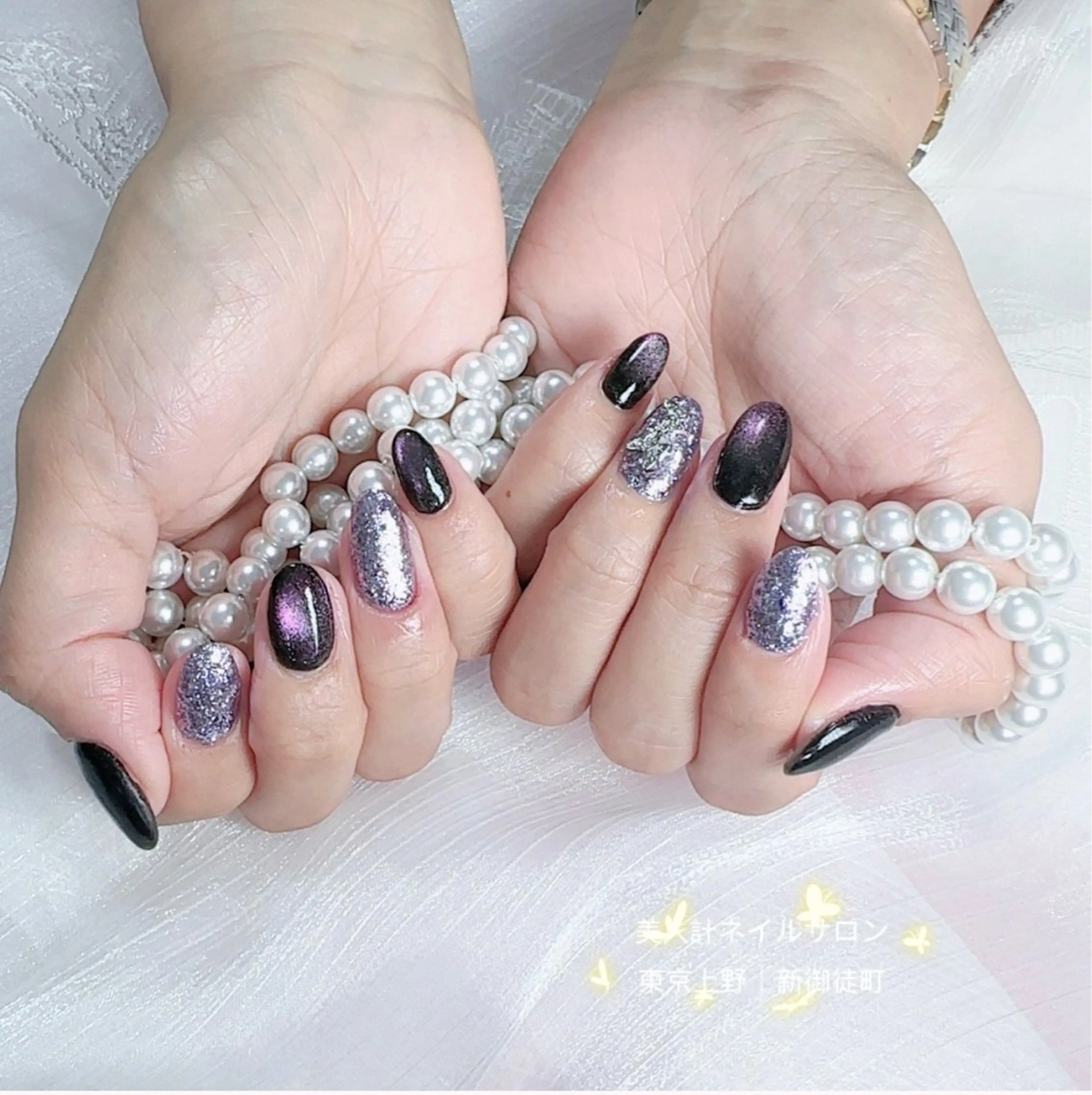ネイル ラメ(グリッター) マグネットネイル ハンドネイル 美人計ネイルサロン所属・中山 美月のネイルデザイン