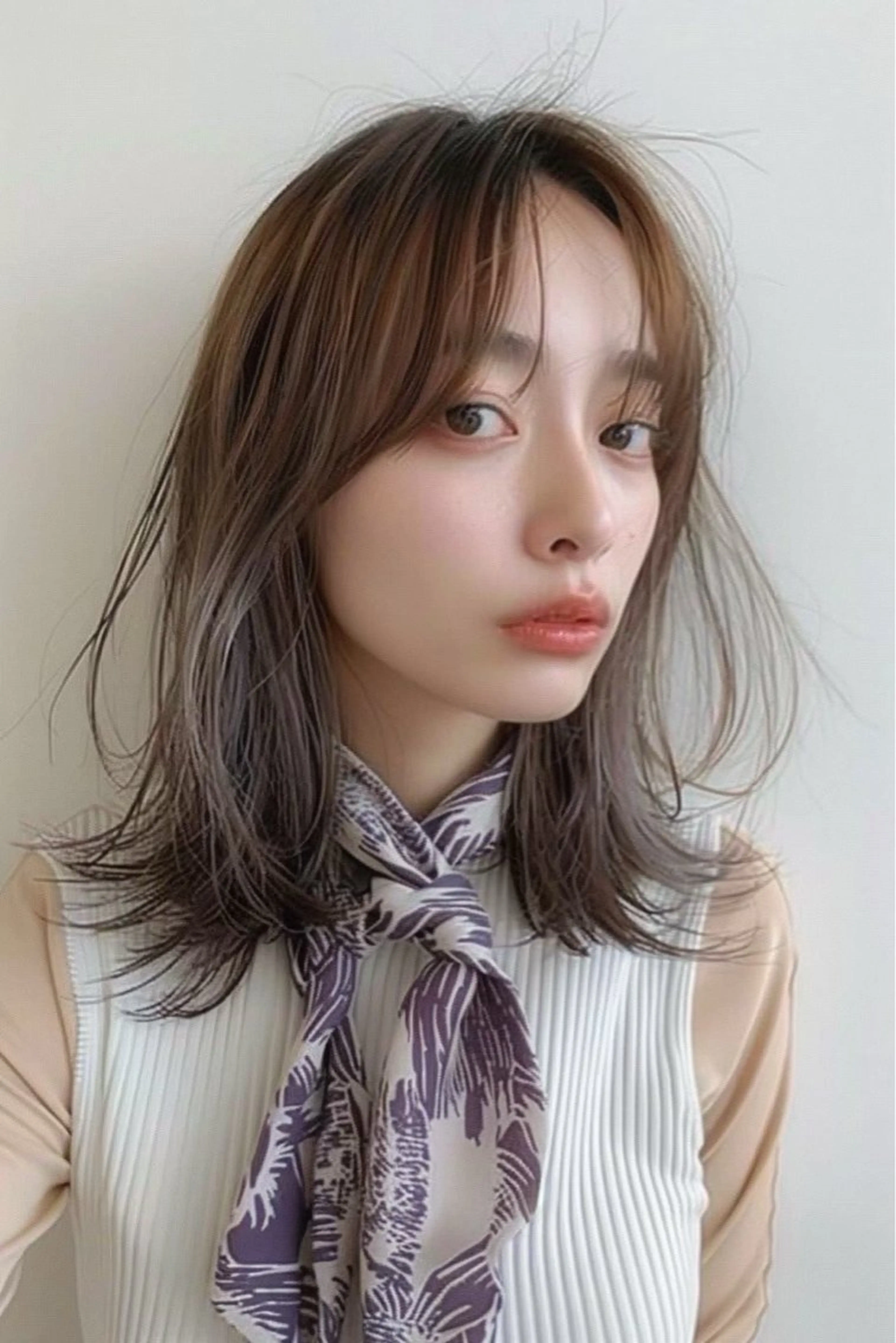 ミディアム カラー カット ヘアカラー トリートメント 最新ケアカラー 髪質改善YUTOのヘアスタイル