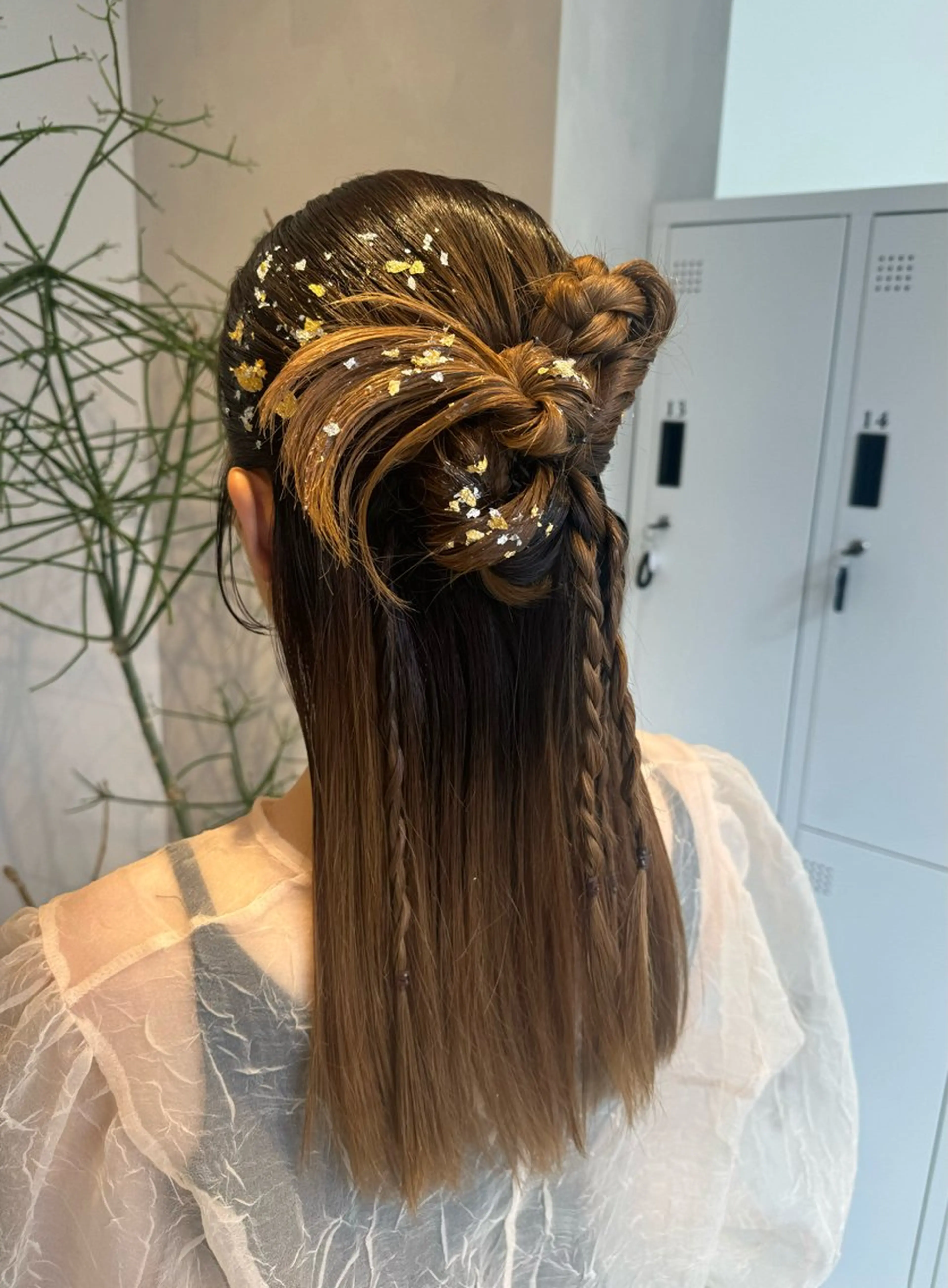 ヘアアレンジ ハーフアップ 透明感カラー✨艶髪 制作🌱山根あゆみのヘアスタイル